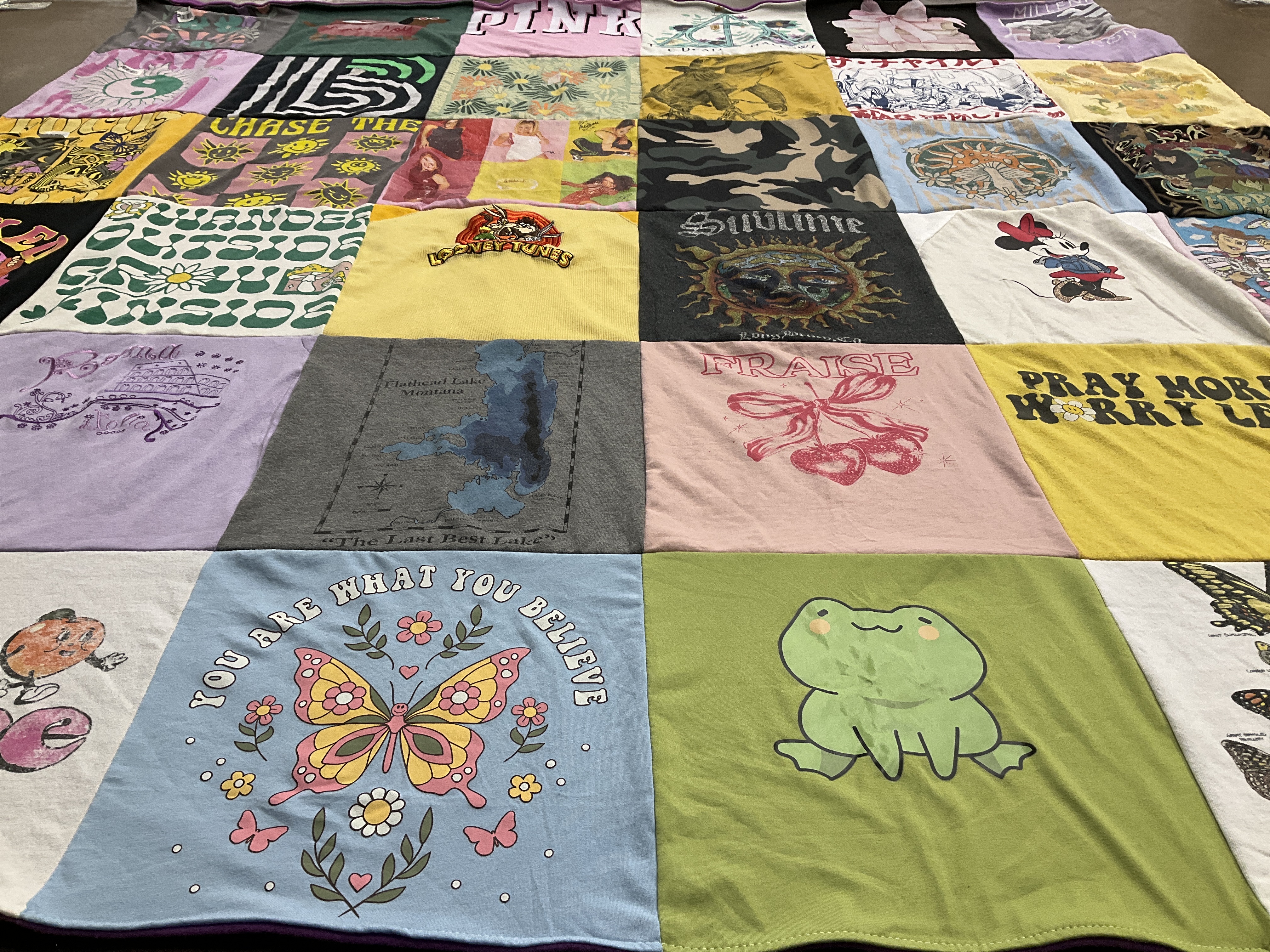 T-shirt quilt with art, nature themes by Bridget from FL