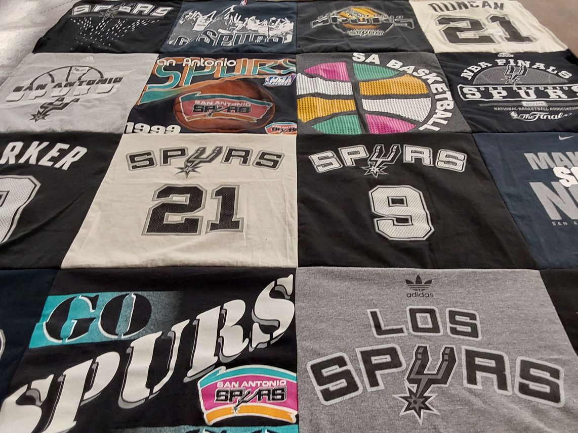 T-shirt quilt with basketball, sports themes by Elisa from TX