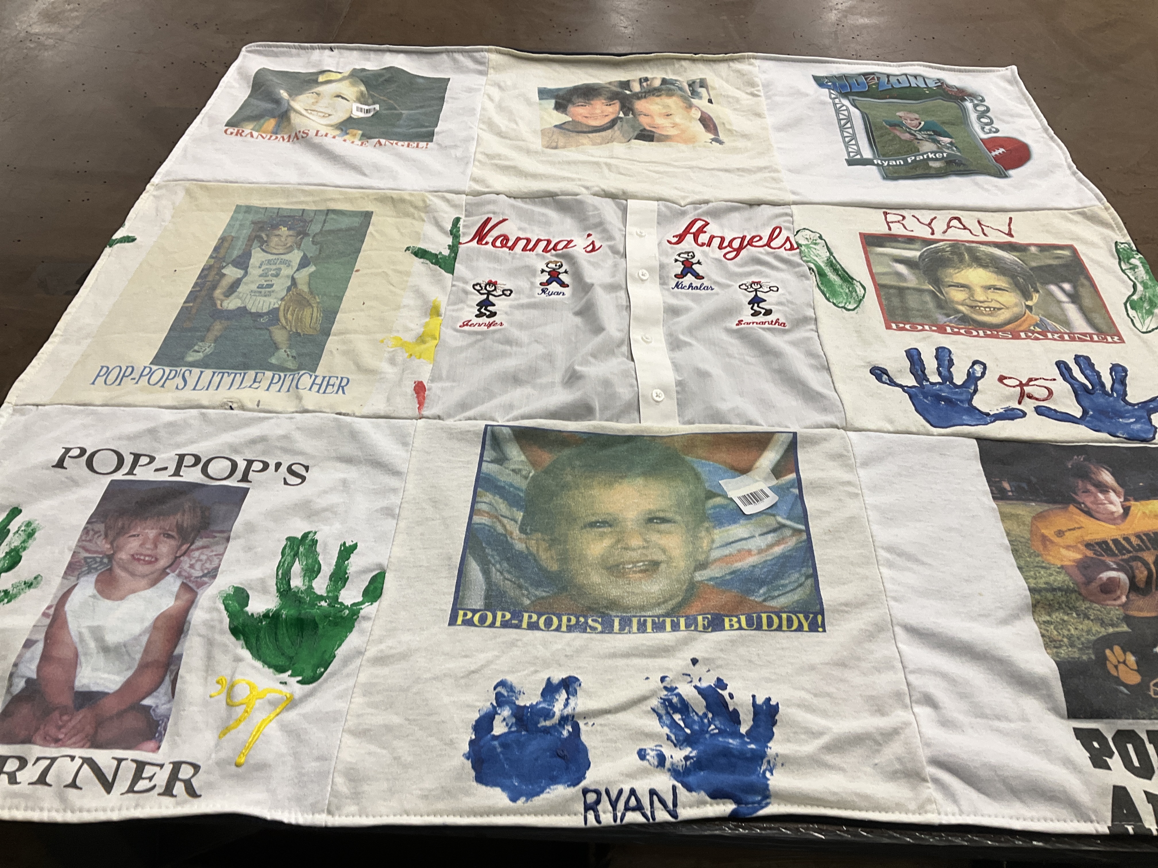 T-shirt quilt with family, sports themes by Parker from NC