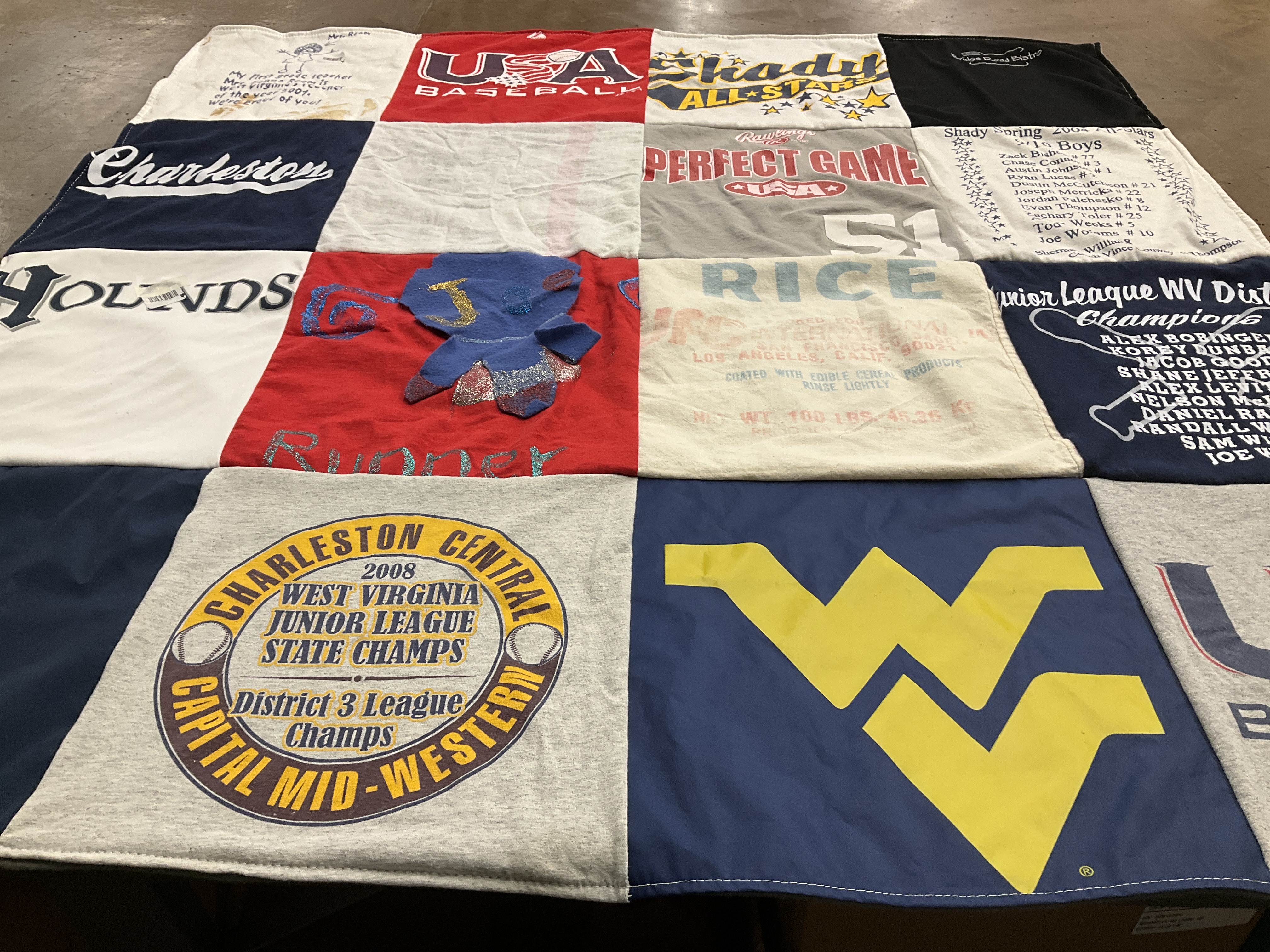 T-shirt quilt from west virginia university by Sherri from WV