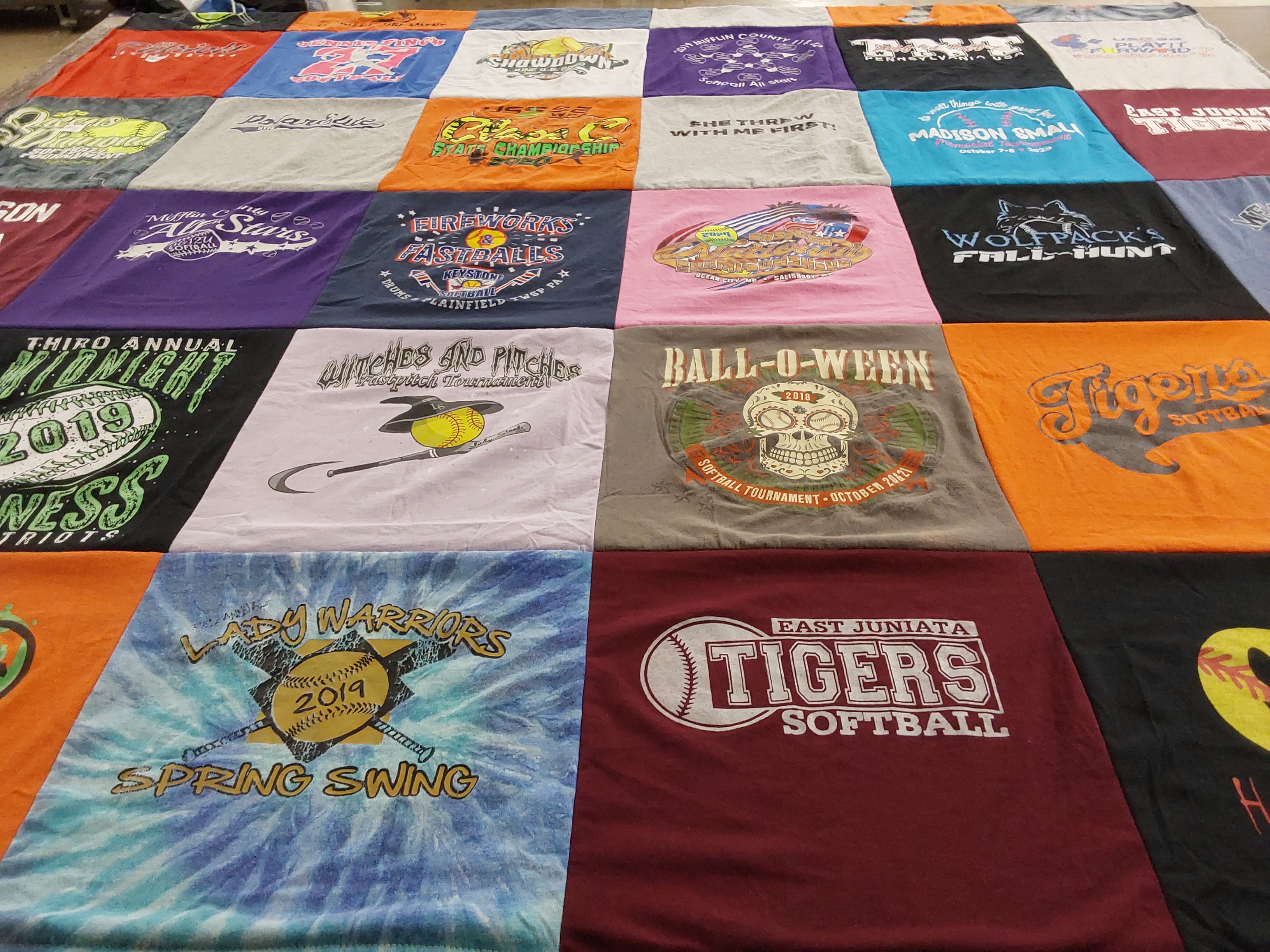 T-shirt quilt featuring east juniata tigers softball by Edward from PA