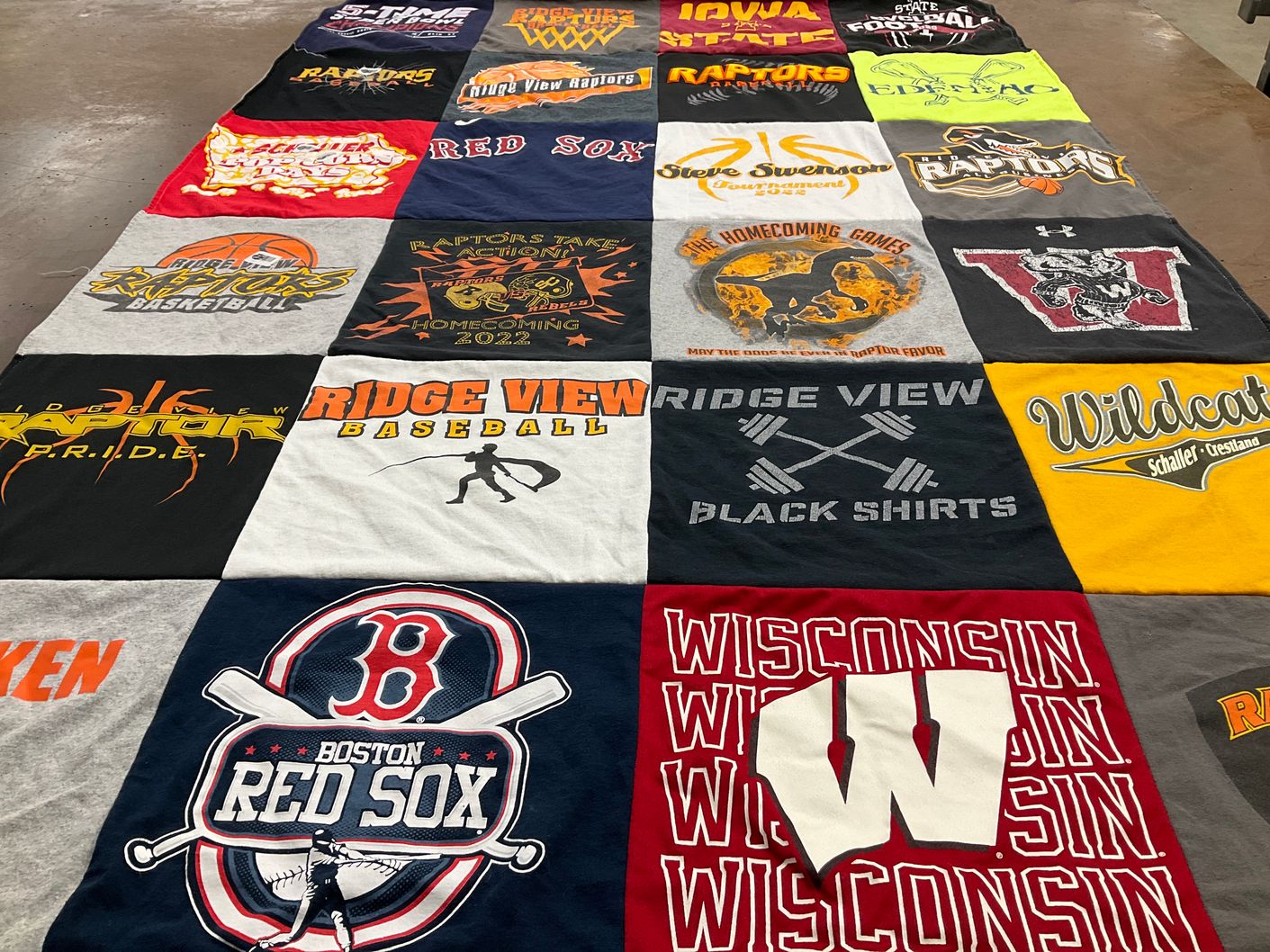 T-shirt quilt featuring boston red sox, ridge view raptors by Brenna from IA