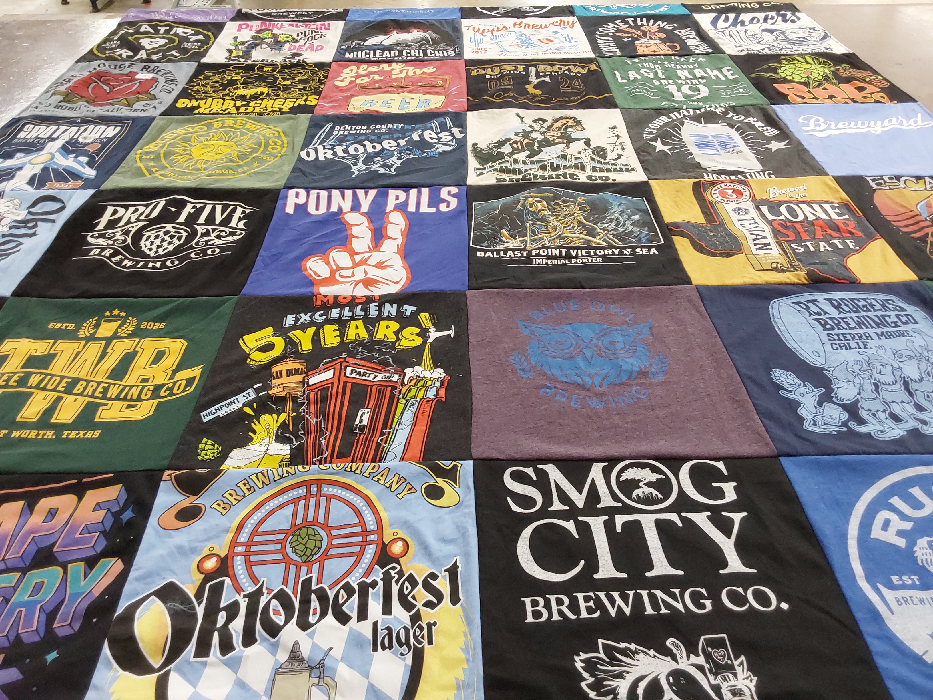T-shirt quilt with craft beer, brewing themes by Jennifer from TX