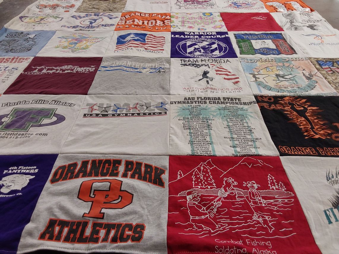 T-shirt quilt featuring orange park panthers by Alicia from FL