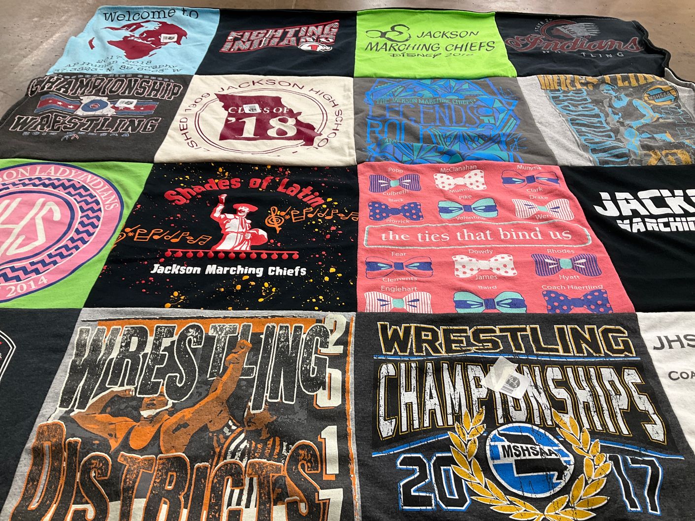 T-shirt quilt featuring jackson marching chiefs by Monica  from MO