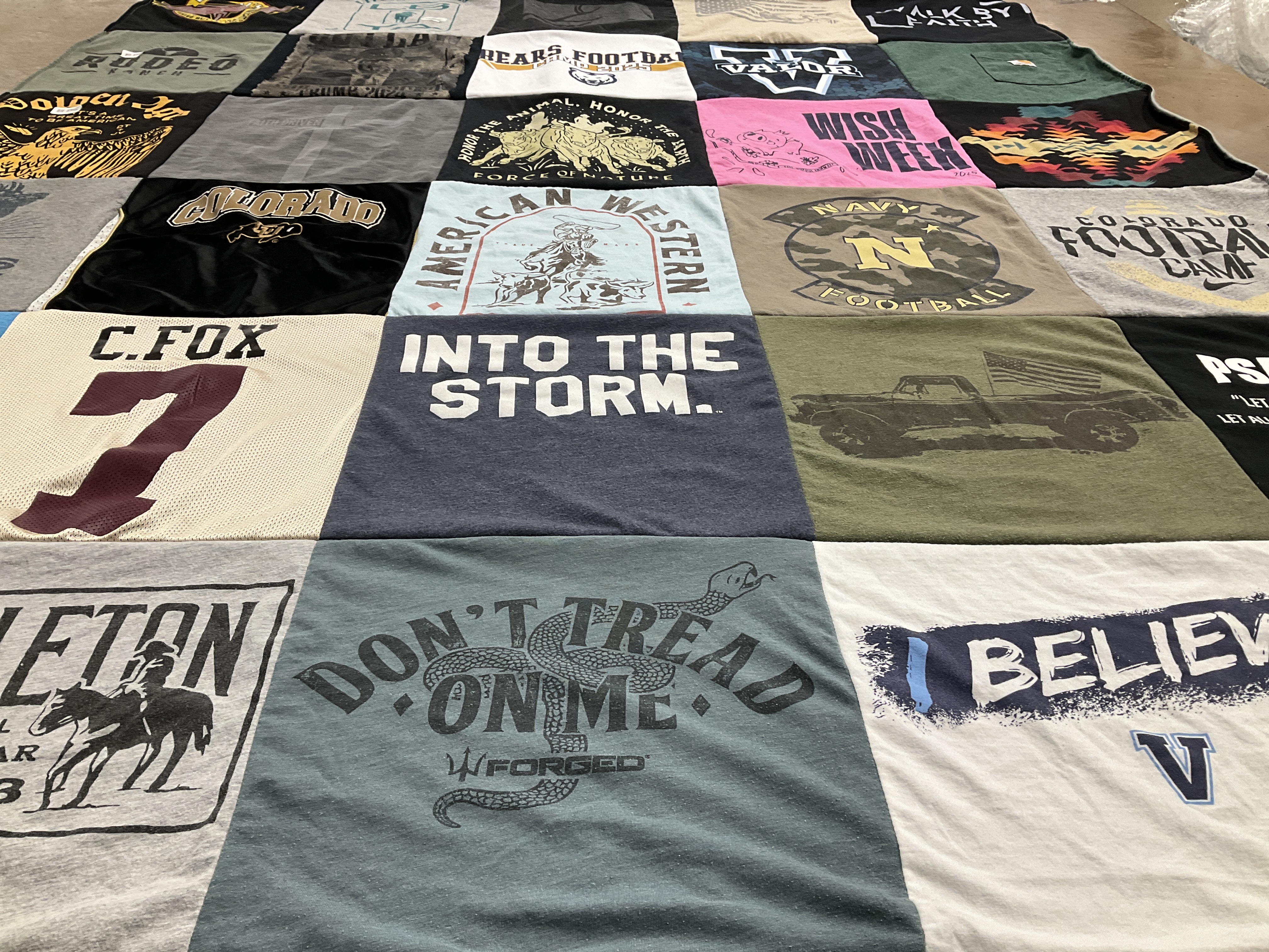 T-shirt quilt from university of colorado, united states naval academy by Julie from CO