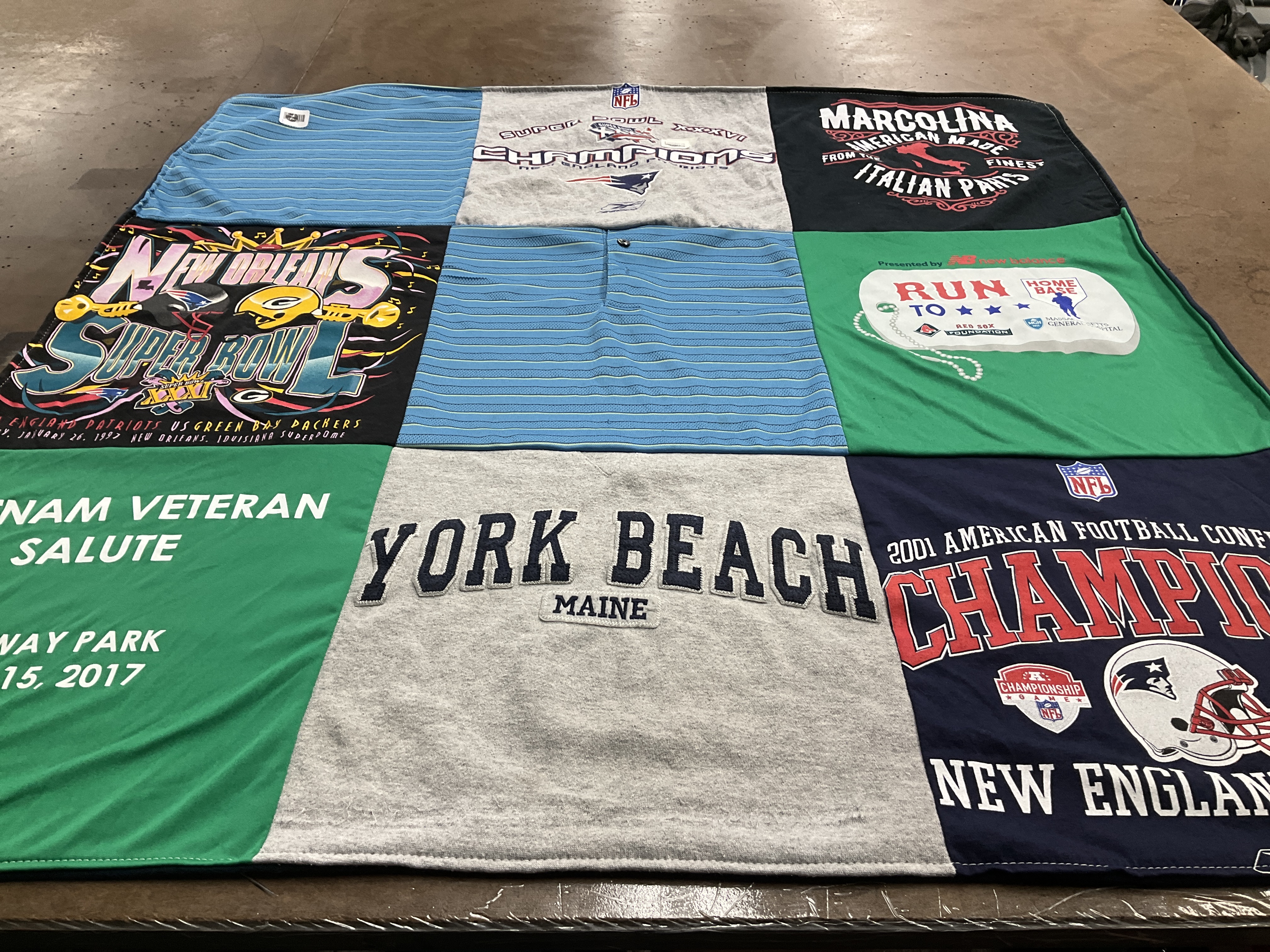 T-shirt quilt featuring new england patriots by Ann Marie from MA