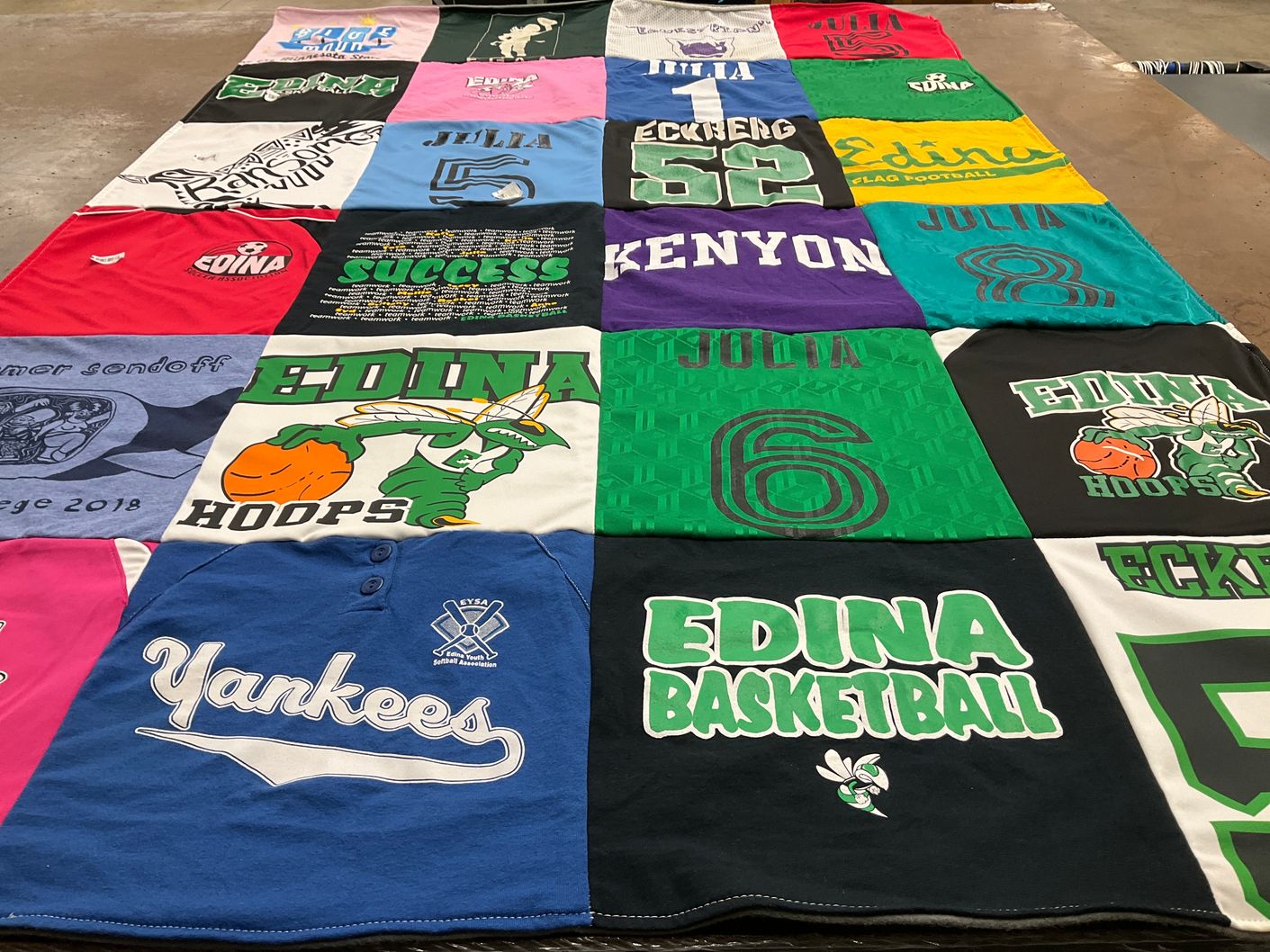 T-shirt quilt featuring edina basketball by Laurie from IL
