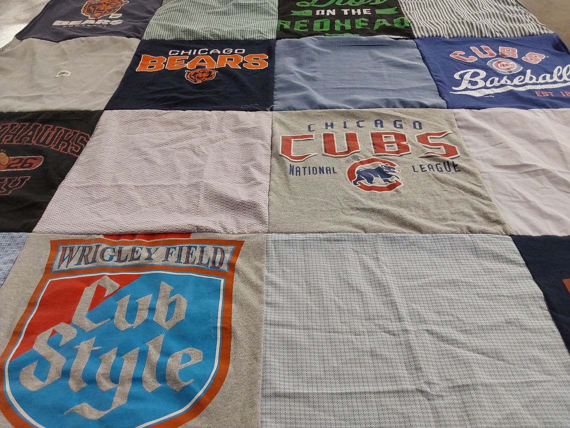 T-shirt quilt featuring chicago cubs, chicago bears by Jody from IL