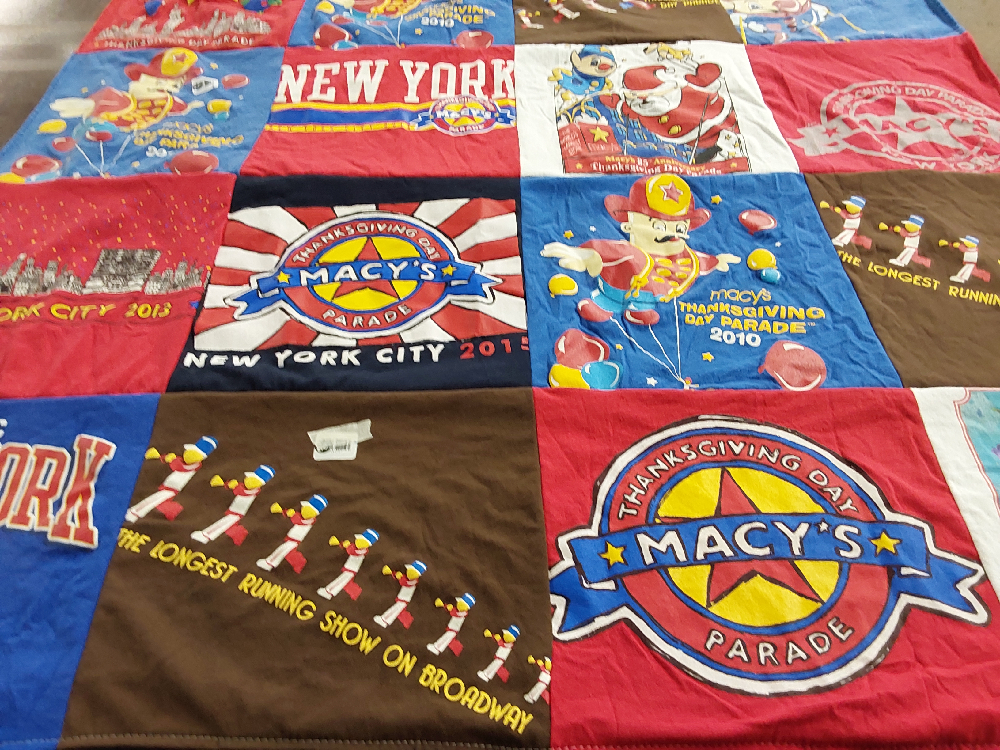 T-shirt quilt with thanksgiving parade, new york city themes by Renee from NY