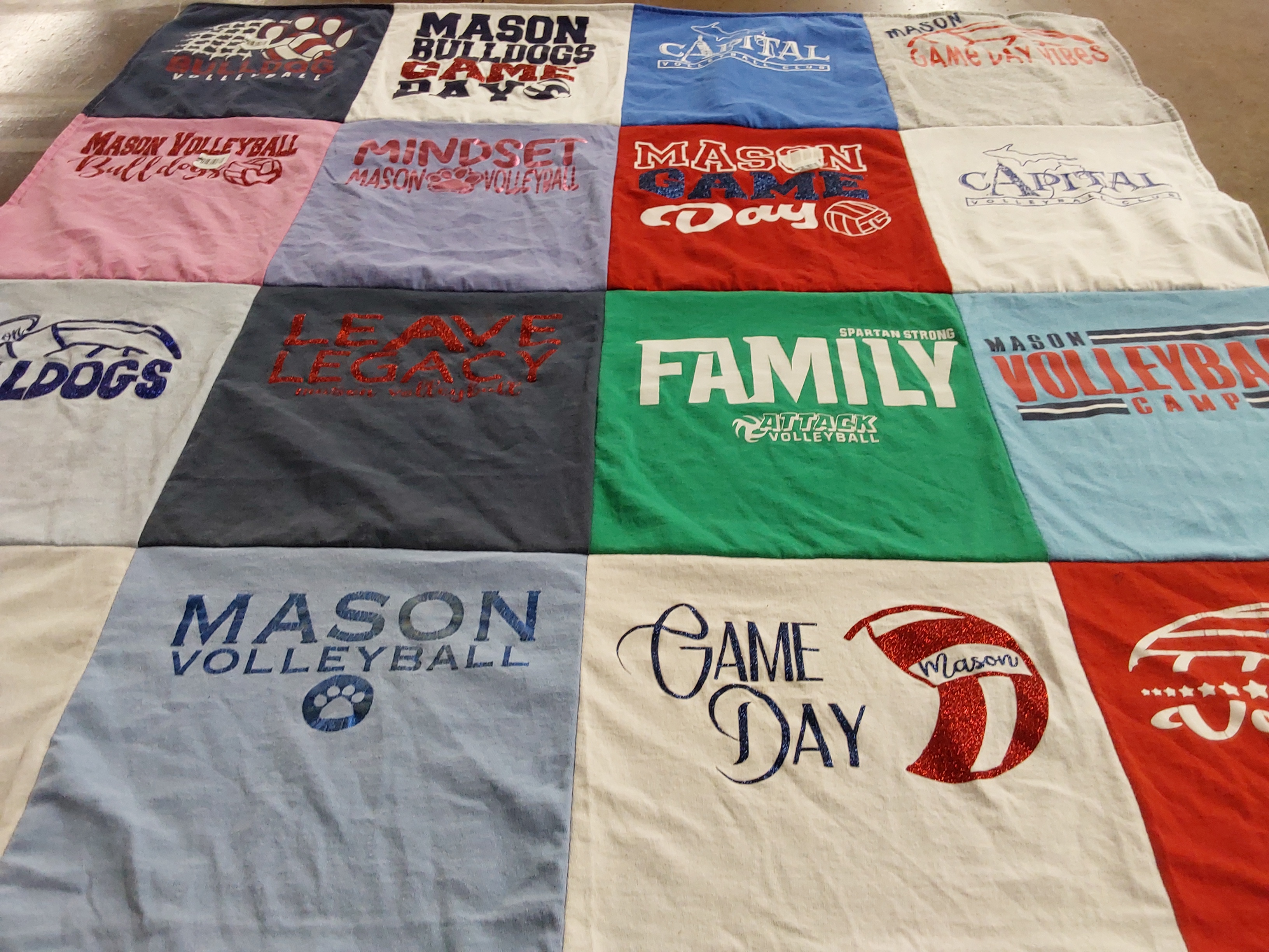 T-shirt quilt featuring mason volleyball, bulldogs by Kristine from MI