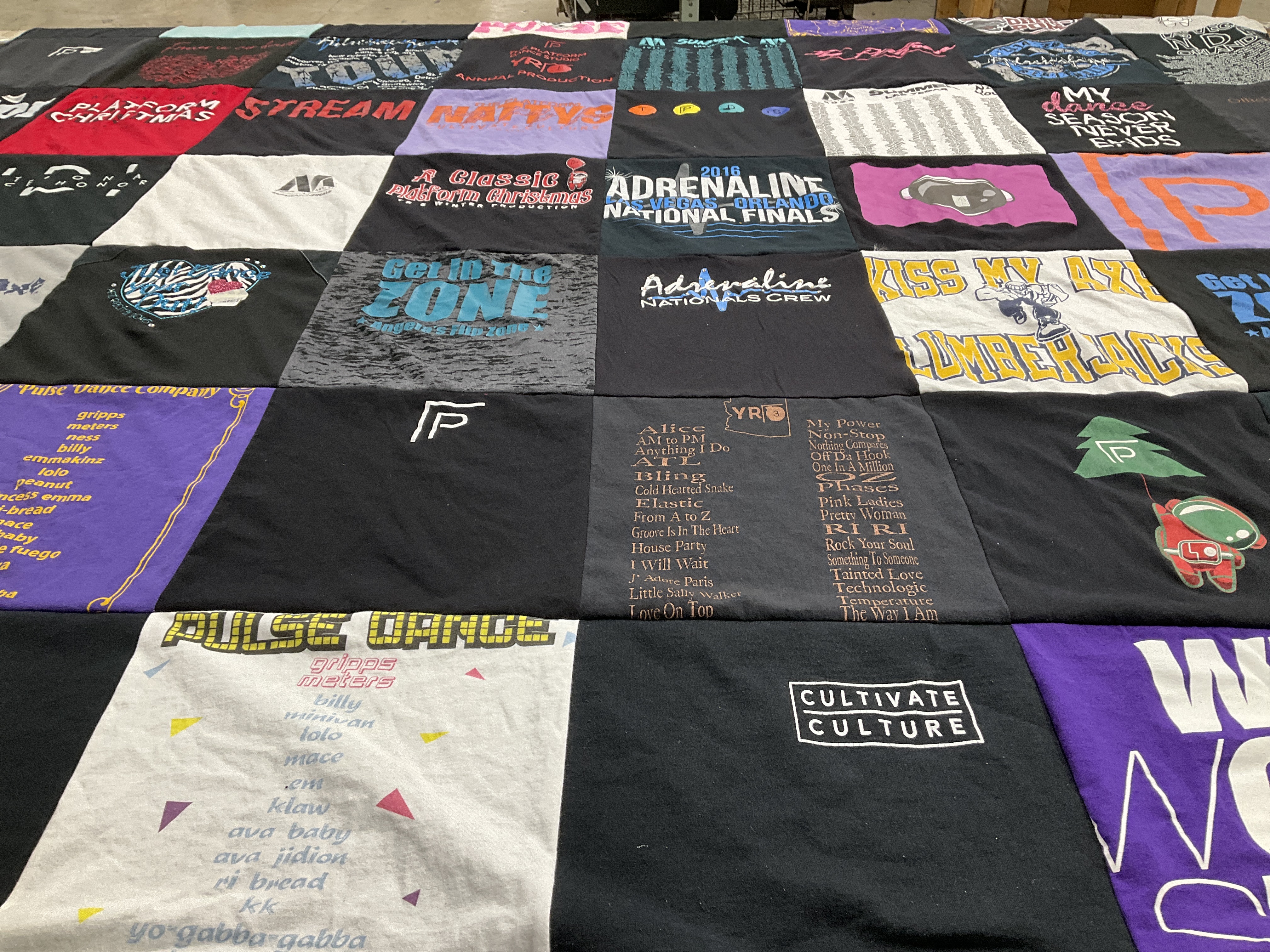 T-shirt quilt with dance themes by ANDREA from AZ