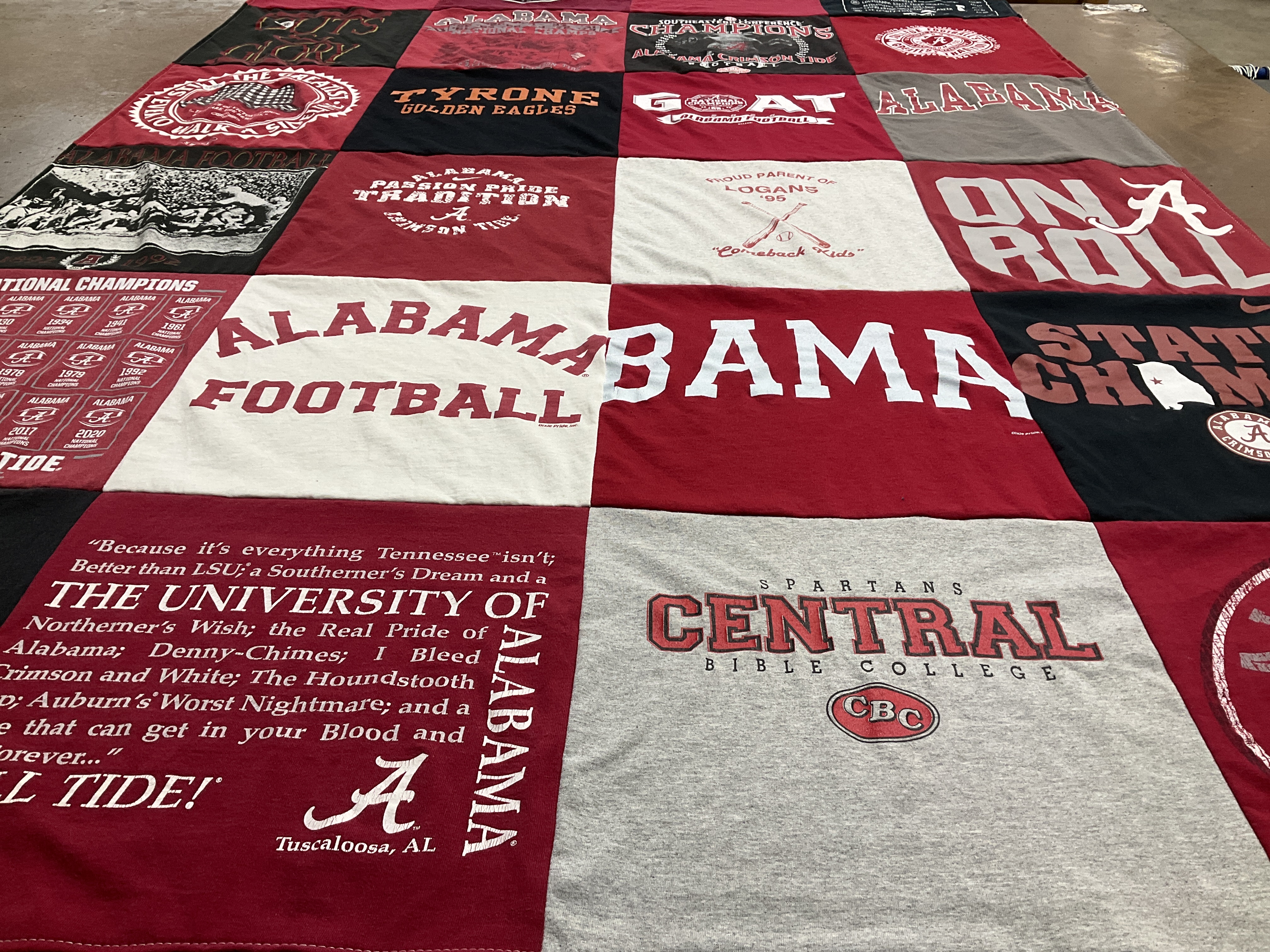 T-shirt quilt featuring alabama football by Rick from PA