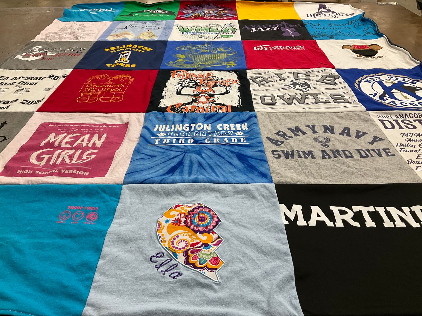 T-shirt quilt from julington creek elementary school, emmanuel's preschool by Erin from WA