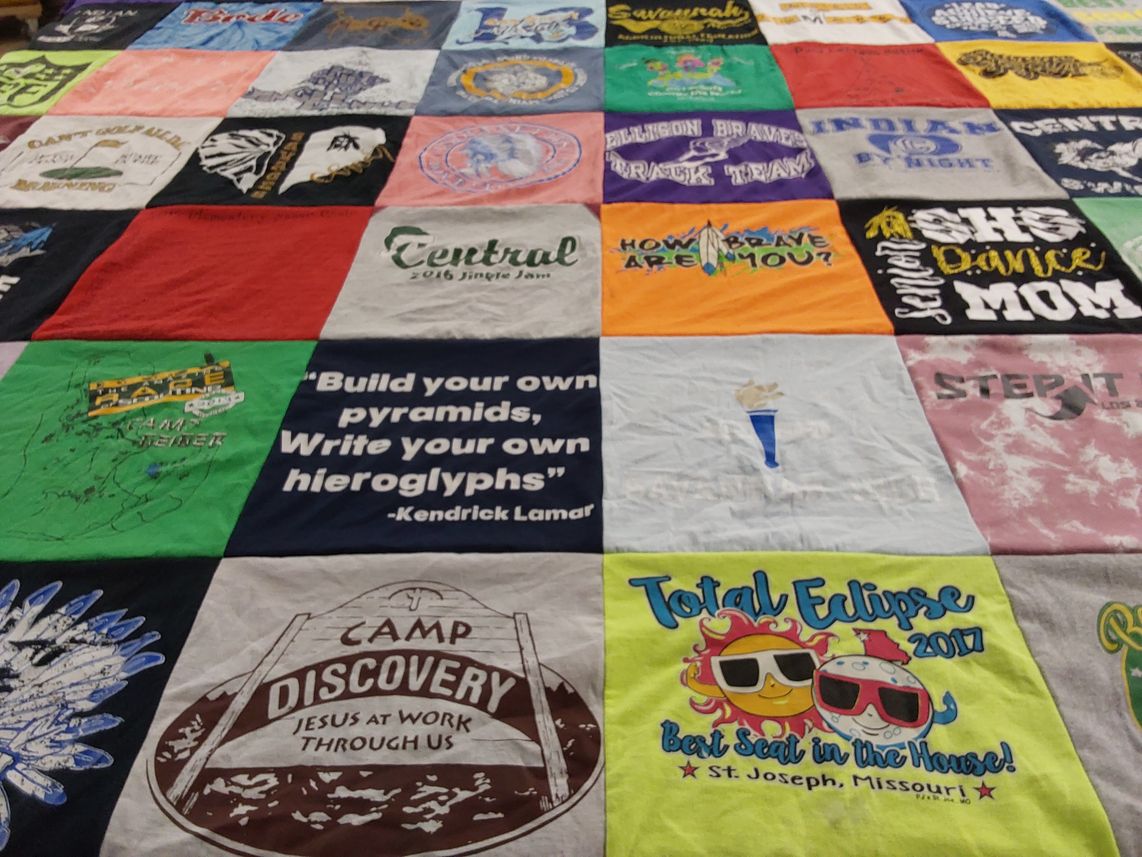 T-shirt quilt featuring ellison braves track team by Launa from MO