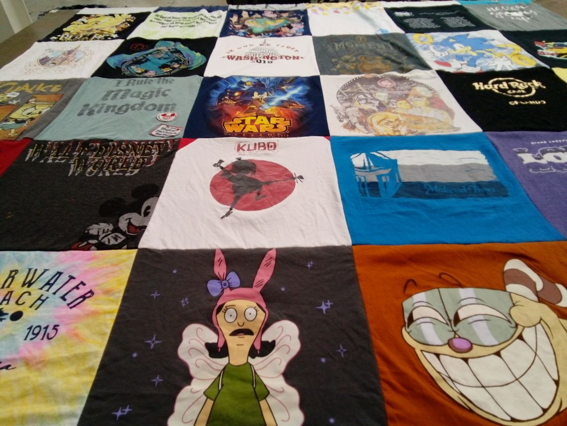 T-shirt quilt with disney, animation themes by Robyn from NM