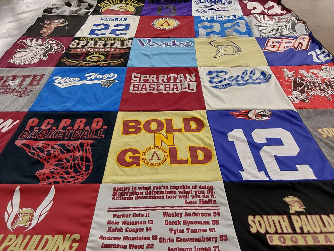 T-shirt quilt featuring south paulding football, south paulding basketball by Wendy from GA