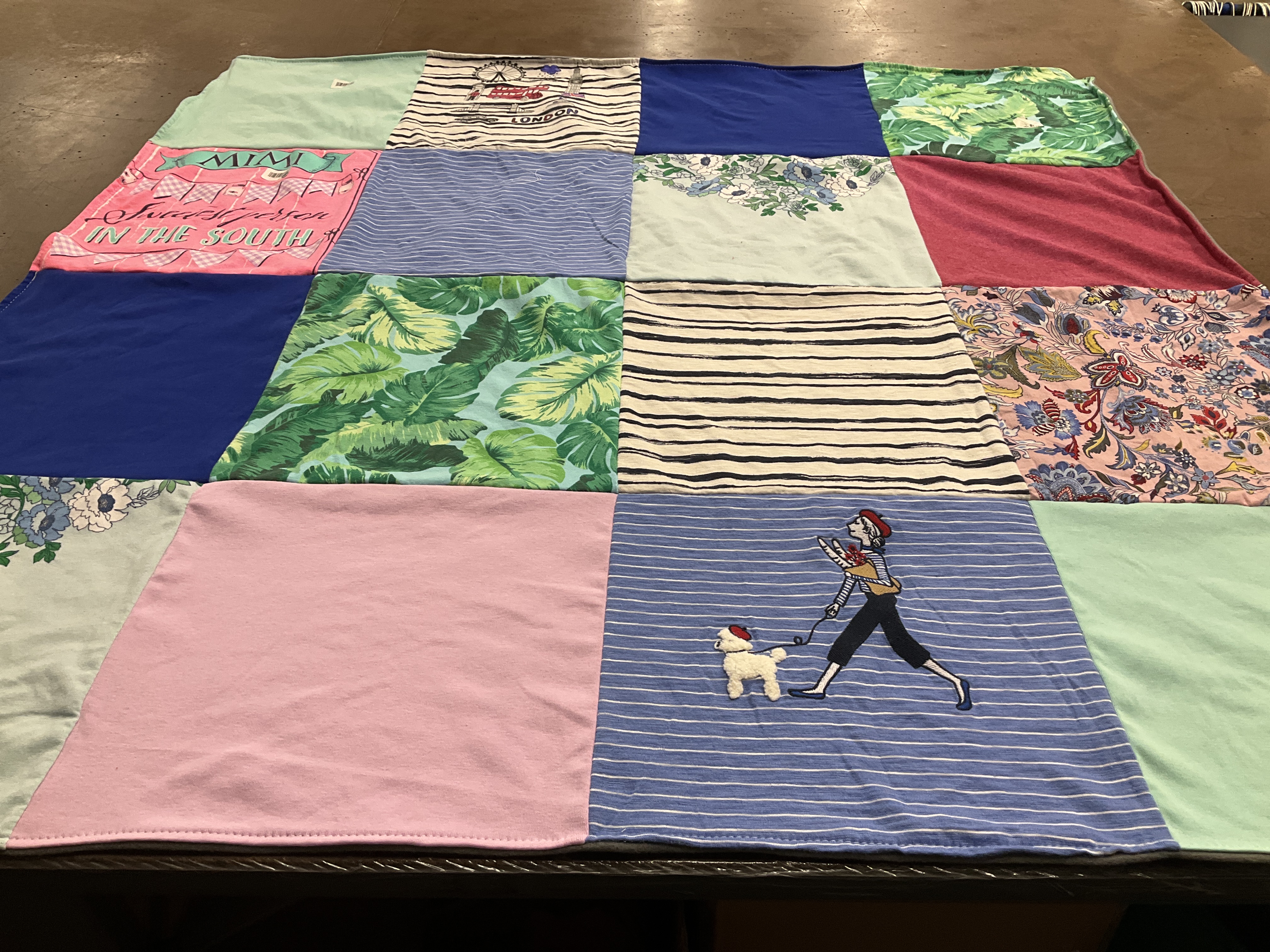 T-shirt quilt with traveling, fashion themes by Kristi from TN