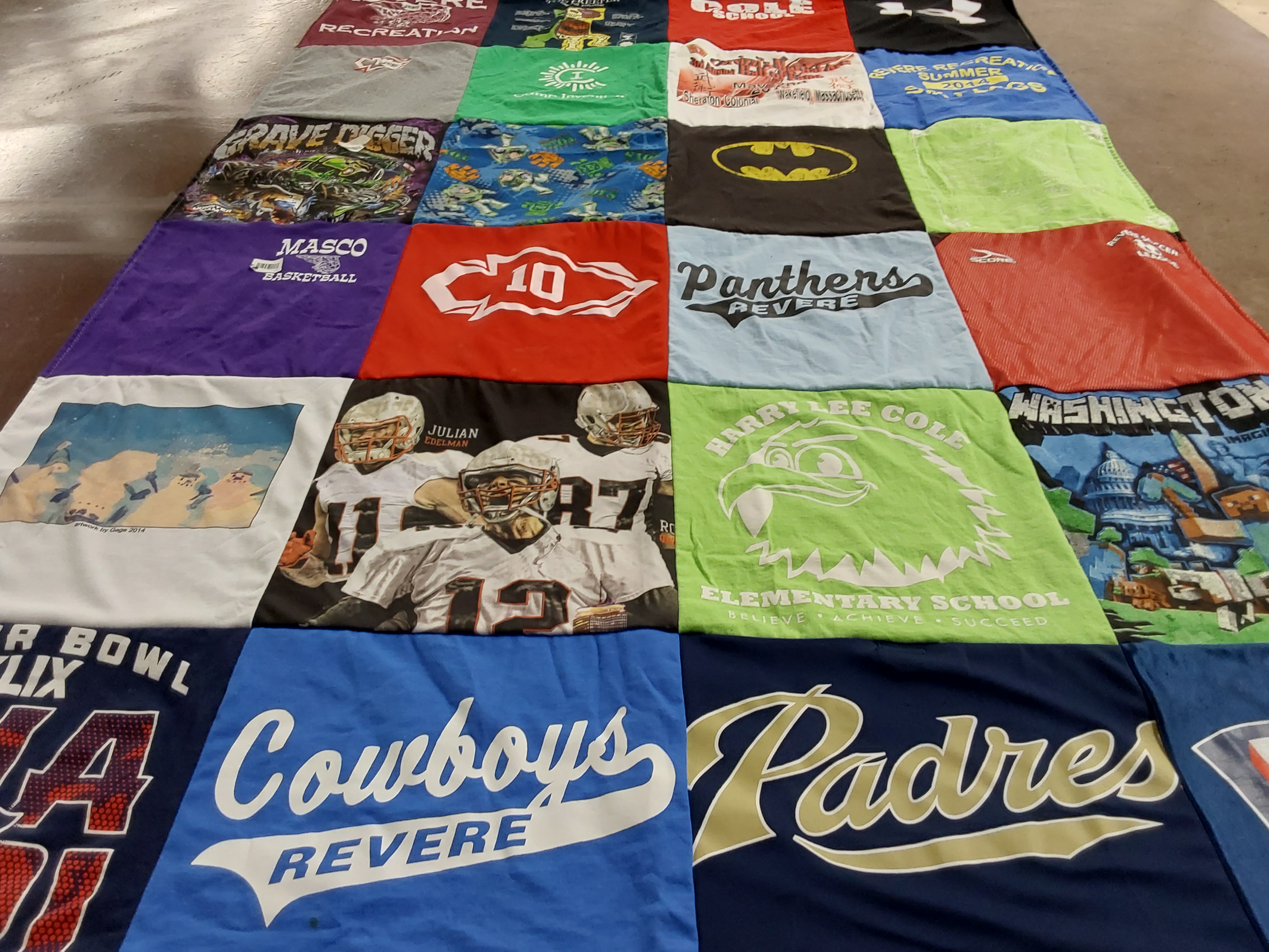 T-shirt quilt featuring padres, cowboys by Michelle from MA