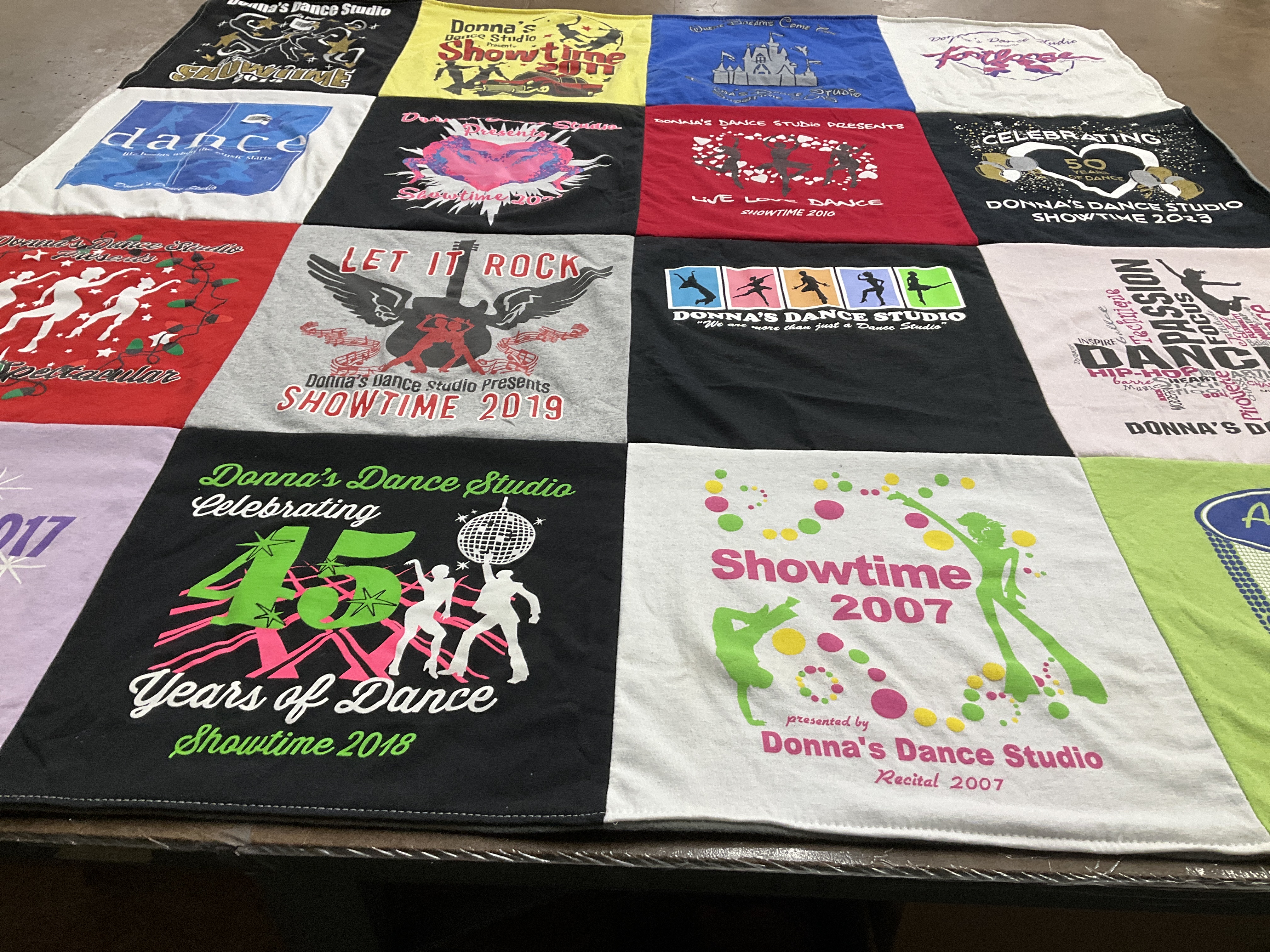 T-shirt quilt with dance themes by Kristin from MA