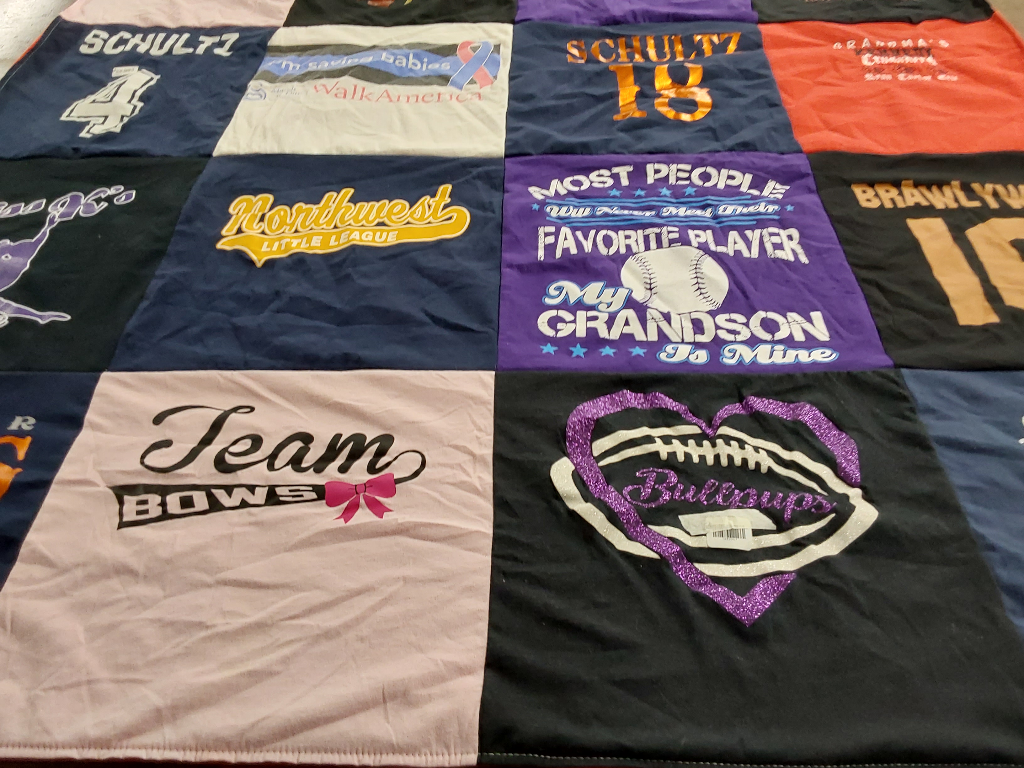 T-shirt quilt featuring bulldogs by Kimberly from MT
