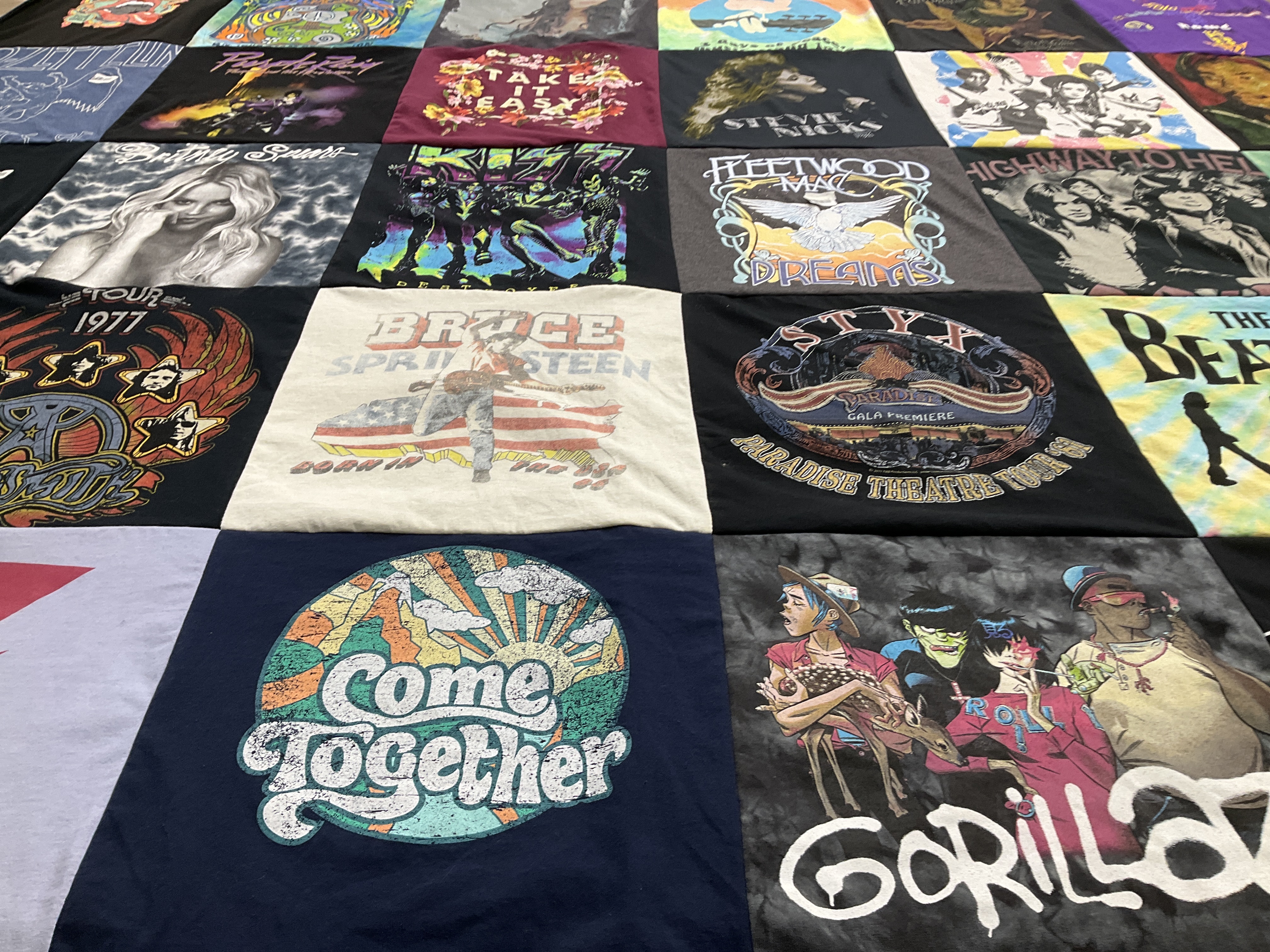 T-shirt quilt with music, bands themes by Todd from TX