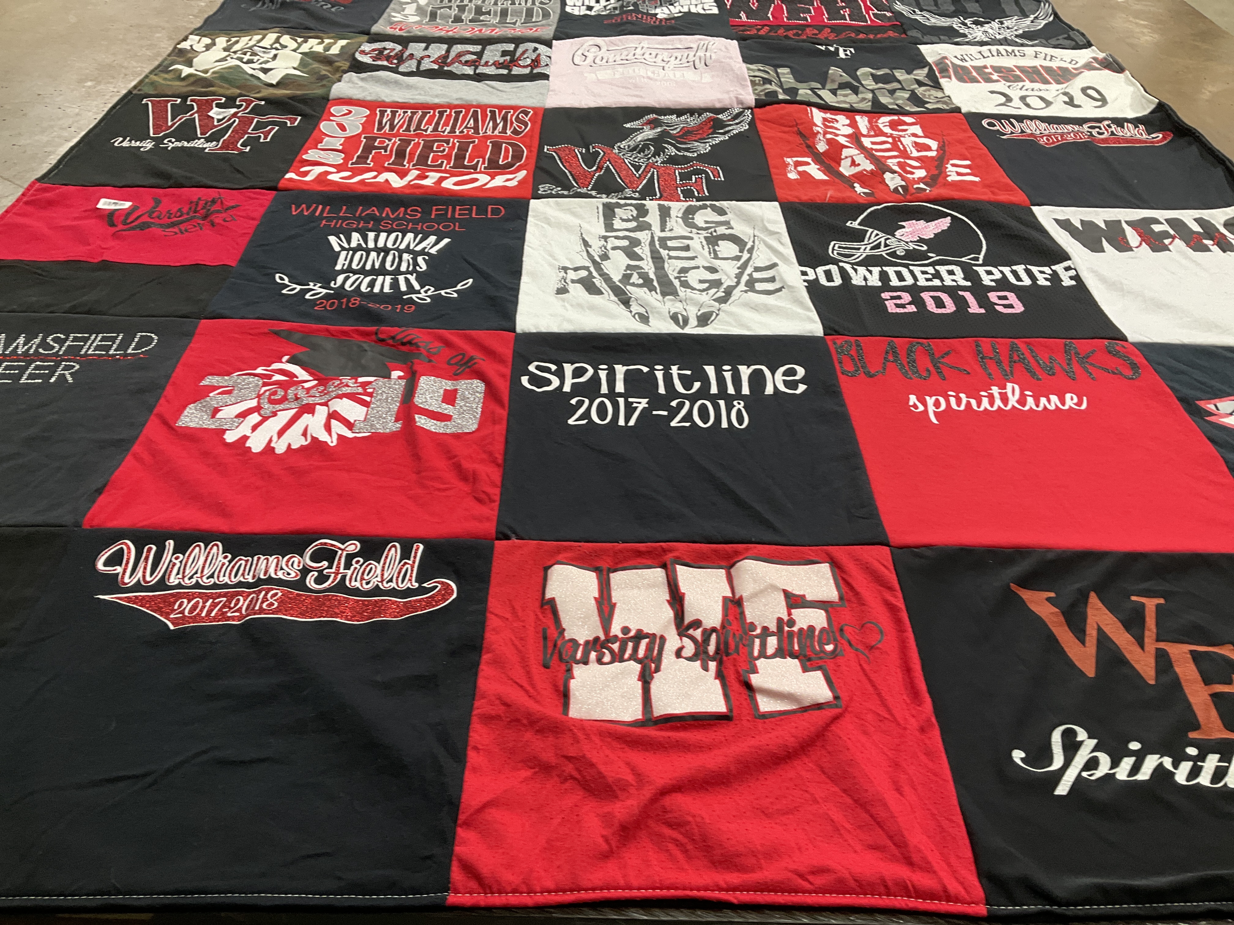T-shirt quilt featuring williams field black hawks by Shannon from AZ