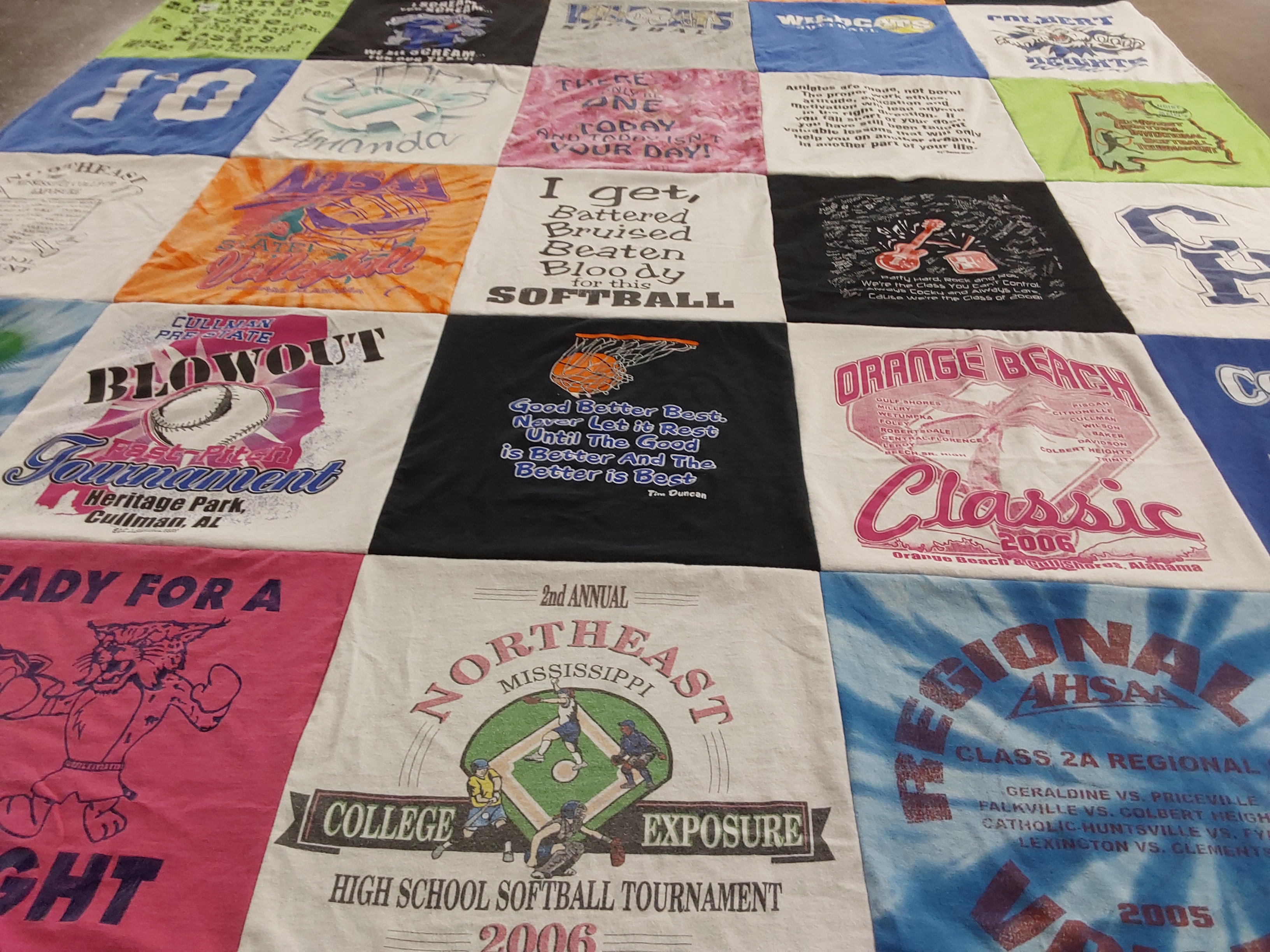 T-shirt quilt from northeast mississippi college by Gwendolyn from AL
