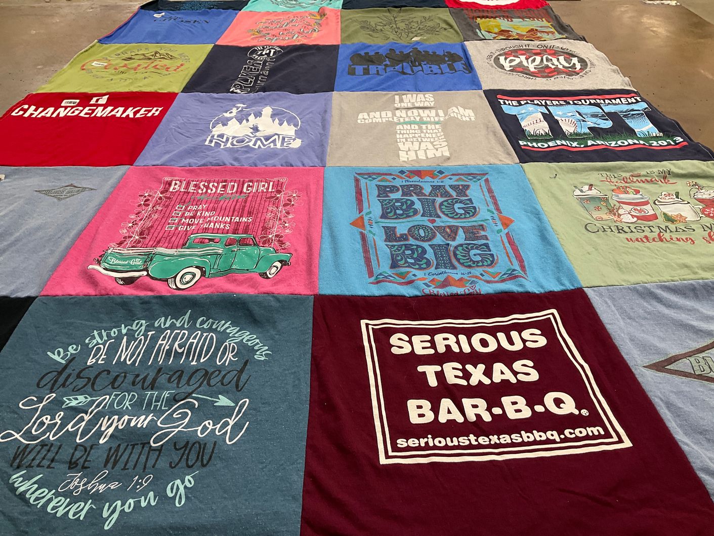 T-shirt quilt with faith, community themes by Jenni from FL