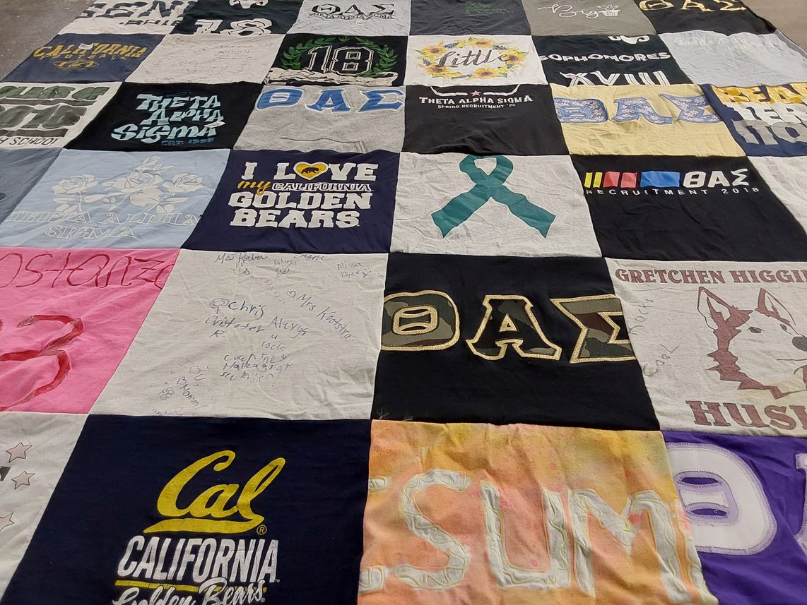 T-shirt quilt from university of california by Brenda from CA