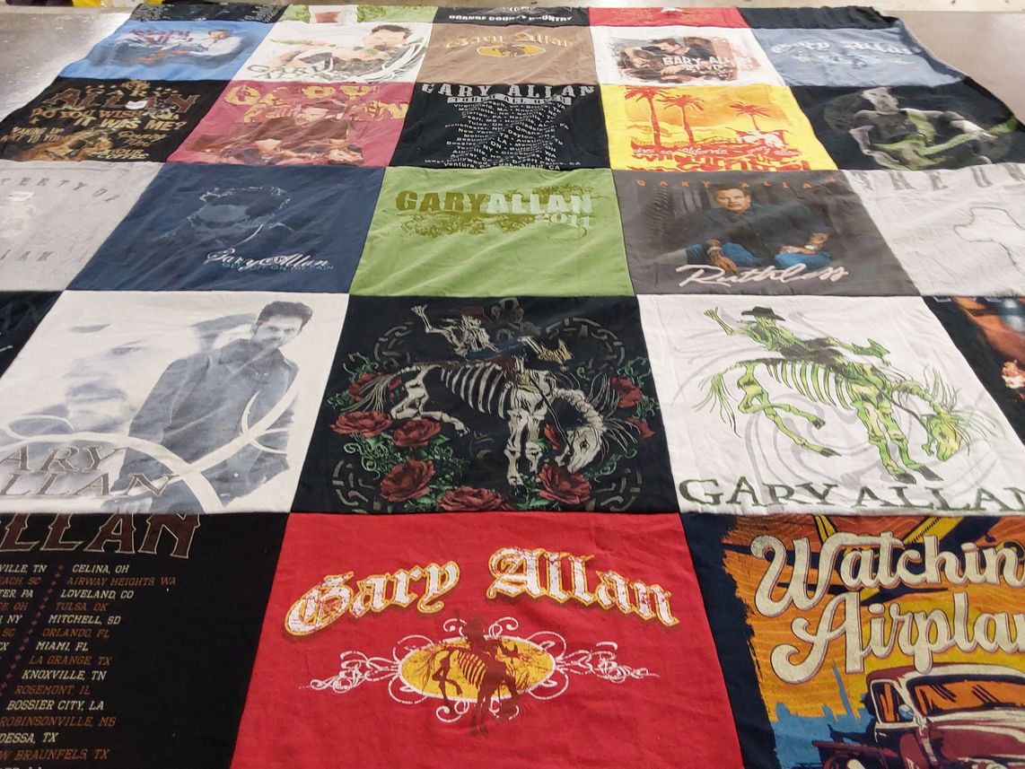 T-shirt quilt with music, country music themes by Jacki from MA