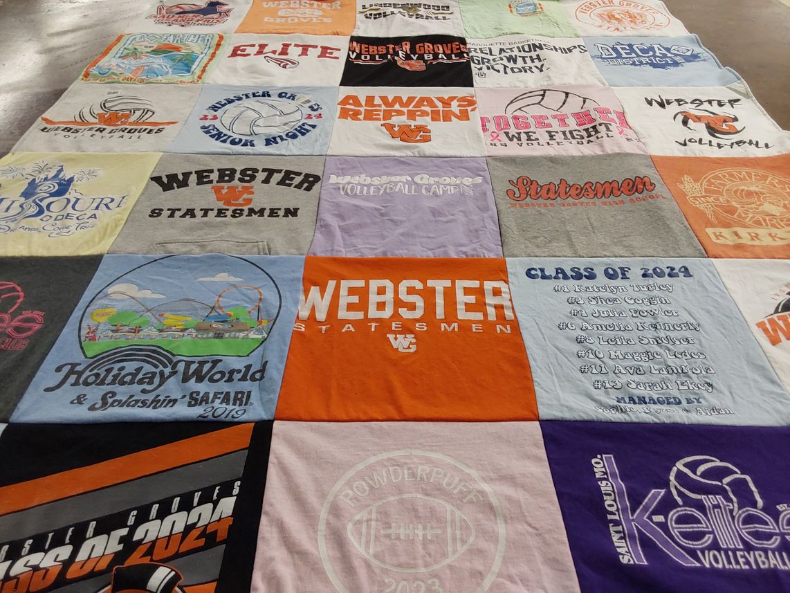 T-shirt quilt featuring webster groves high school volleyball, webster groves high school basketball by Anne from MO