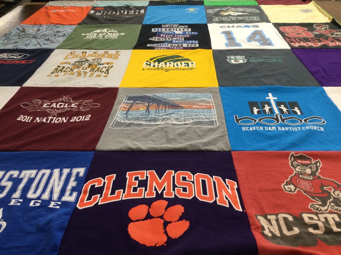 T-shirt quilt featuring nc state wolfpack, clemson tigers by Melissa from NC
