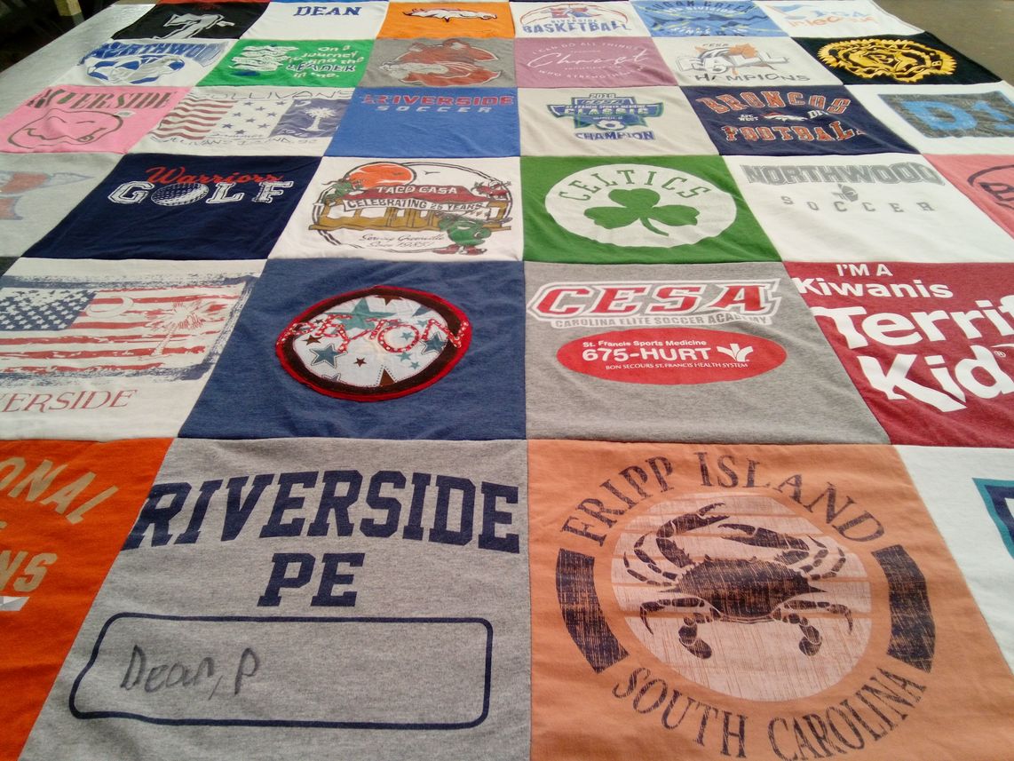 T-shirt quilt featuring riverside football, riverside basketball by Christy from SC
