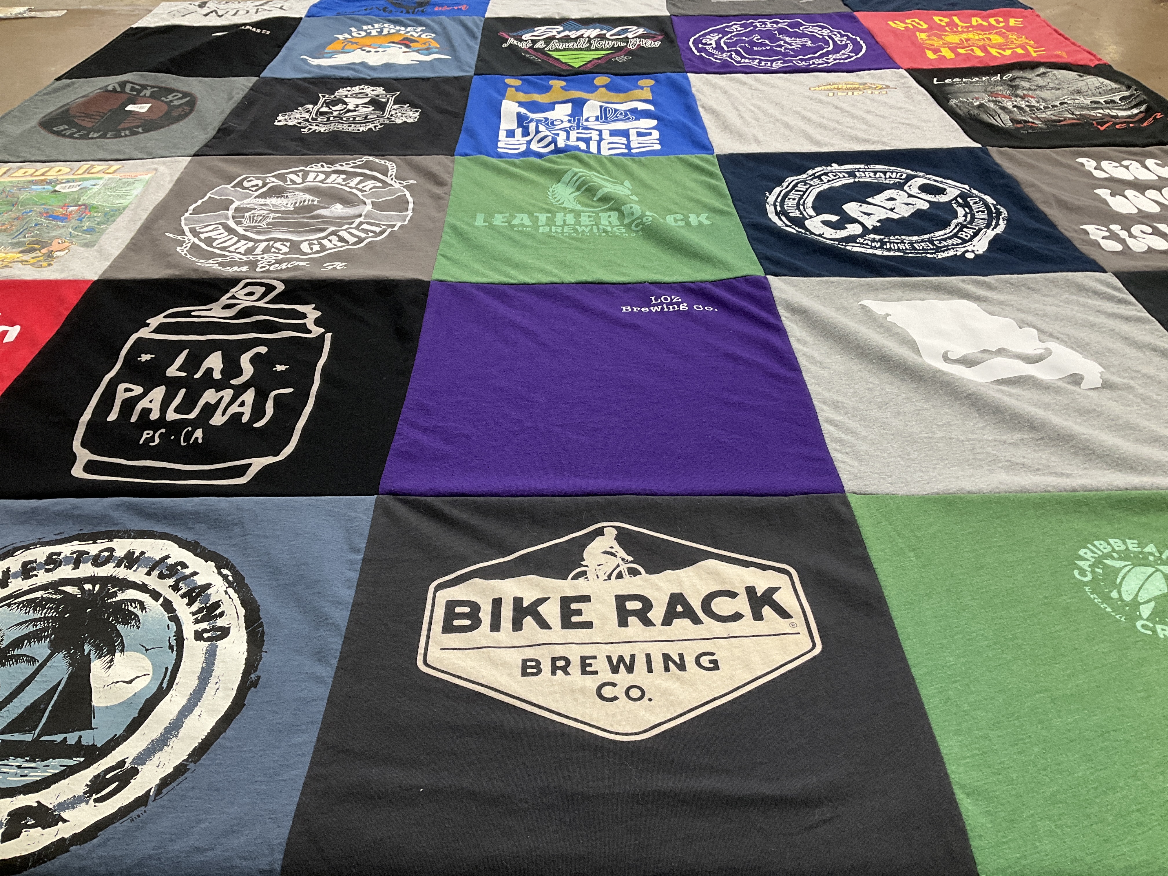 T-shirt quilt with brewing, fishing themes by Sharon from MO