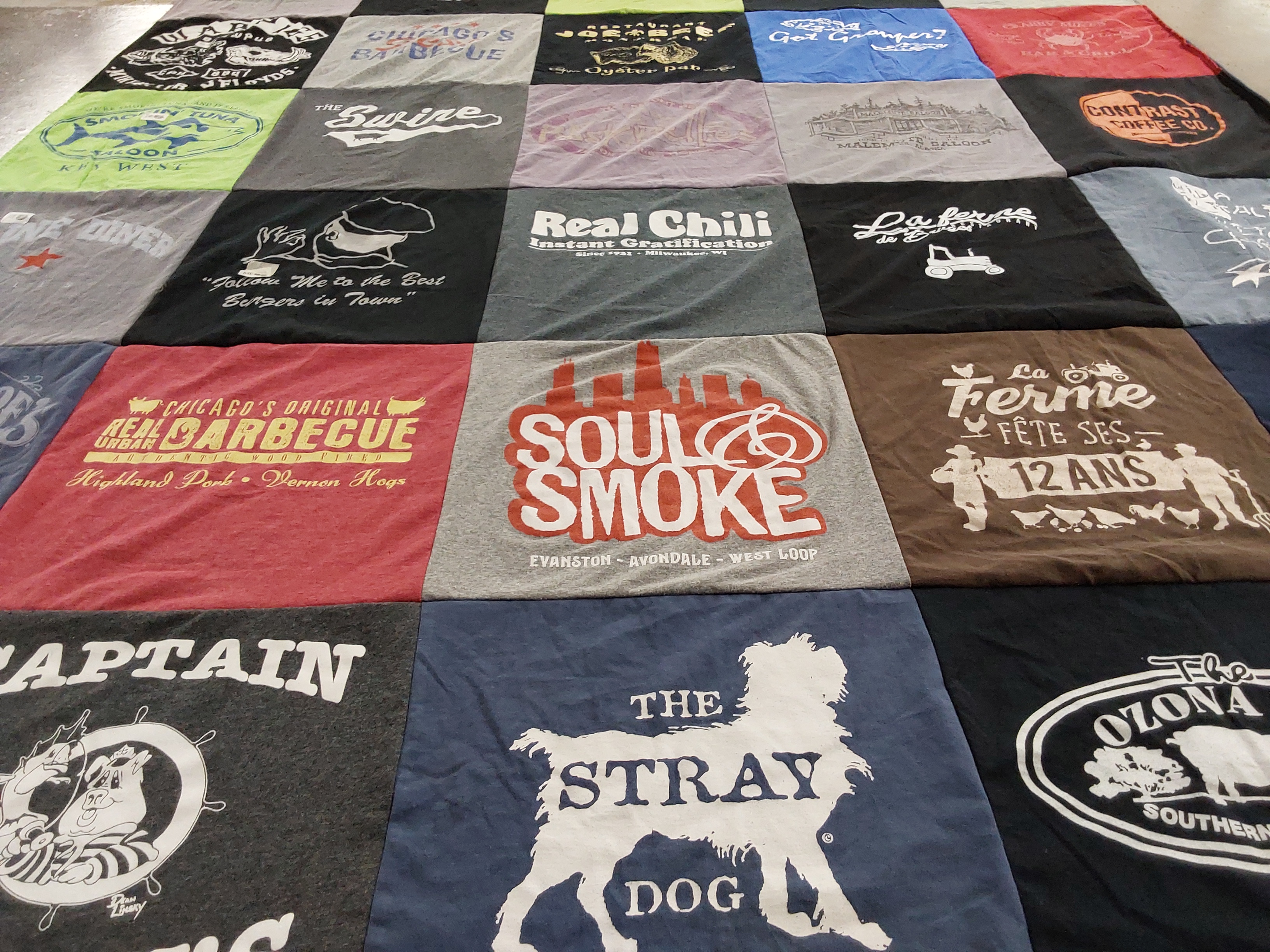 T-shirt quilt with barbecue, burgers themes by Joe from IL