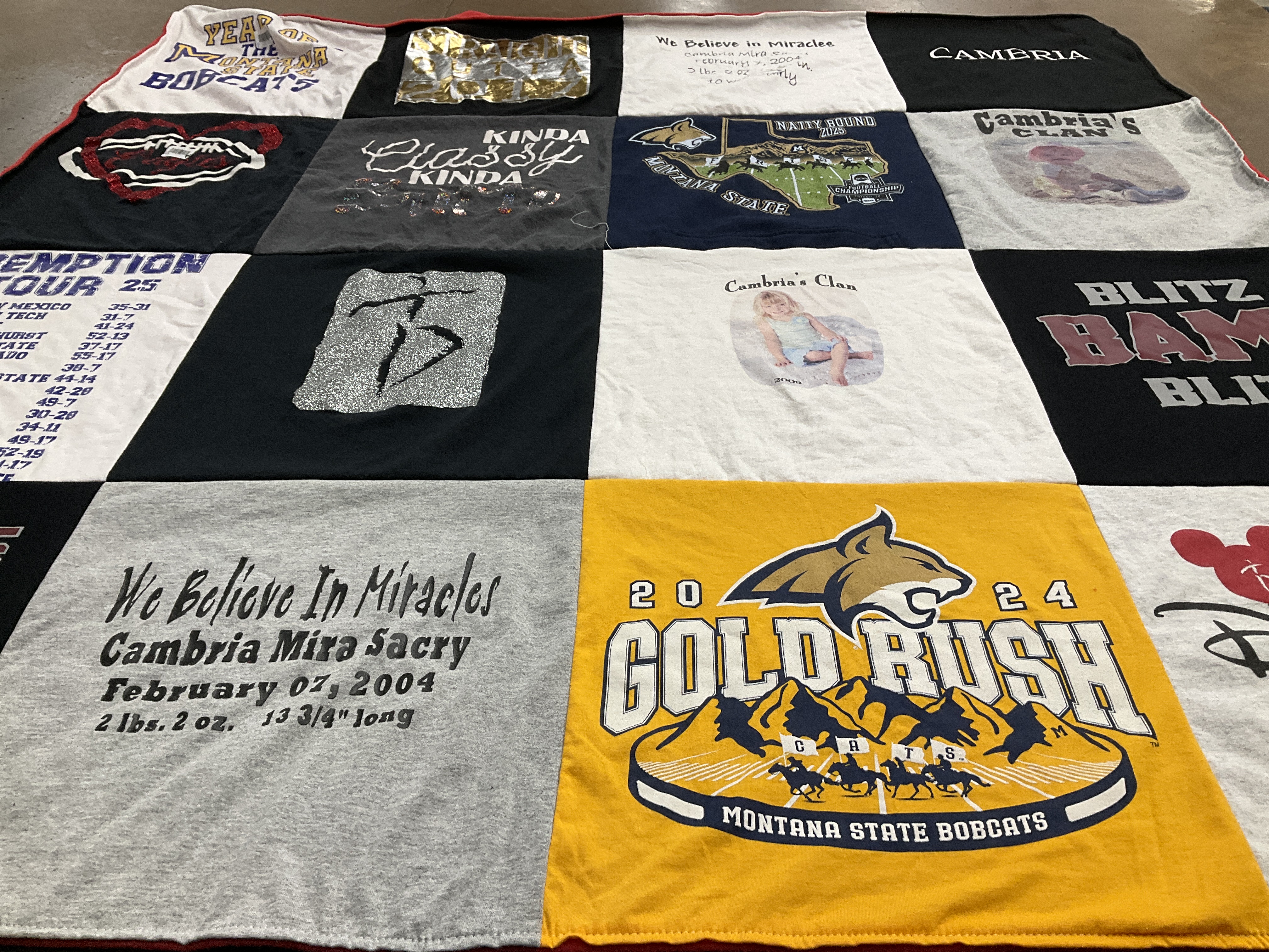 T-shirt quilt featuring montana state bobcats by Kimberly from MT