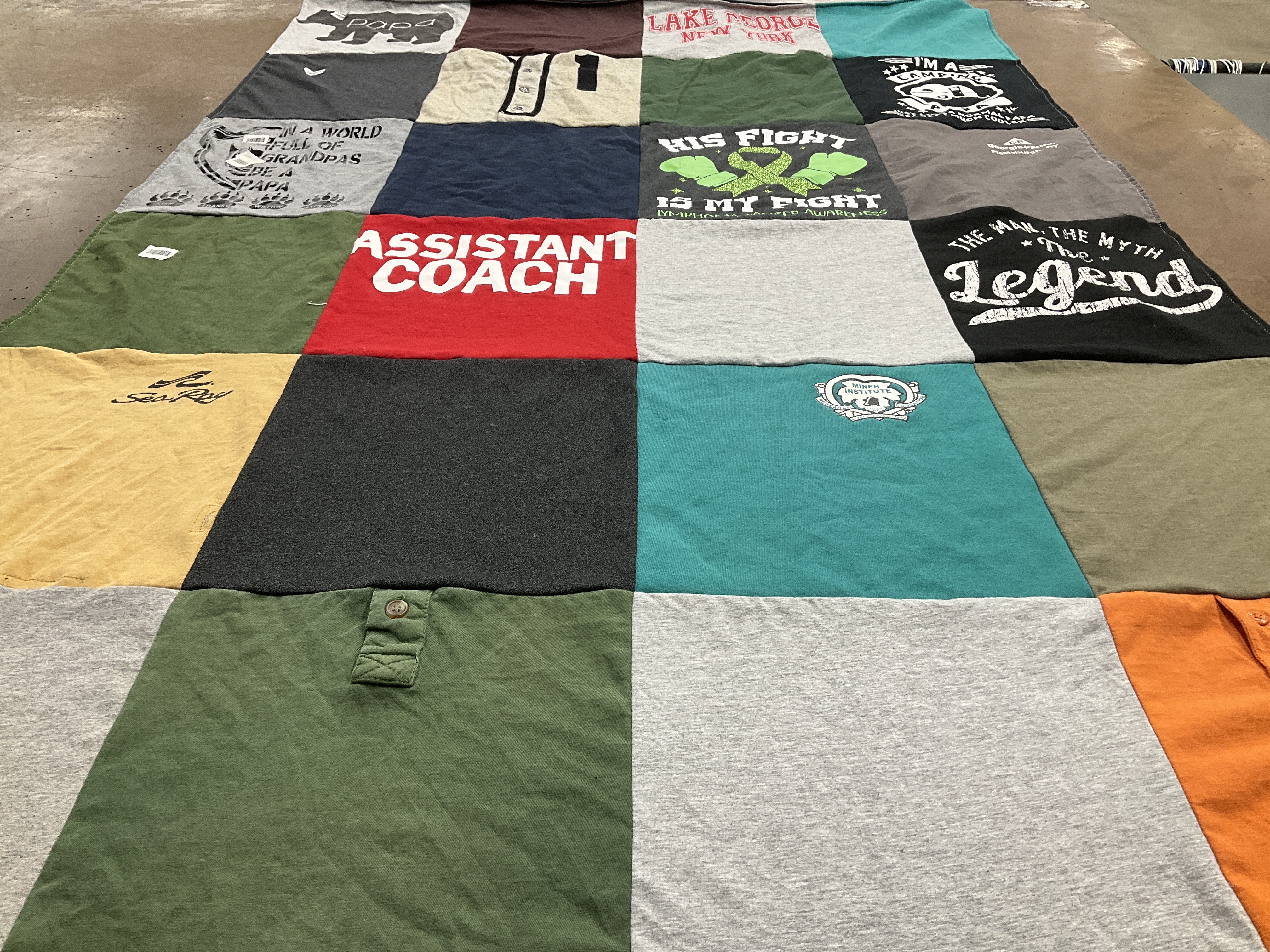 T-shirt quilt with coaching, sports themes by Jamie from NY