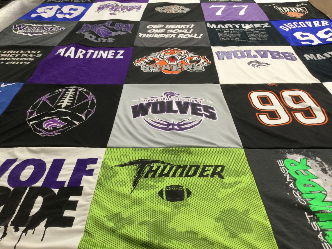 T-shirt quilt featuring wolves, thunder by Regina from FL