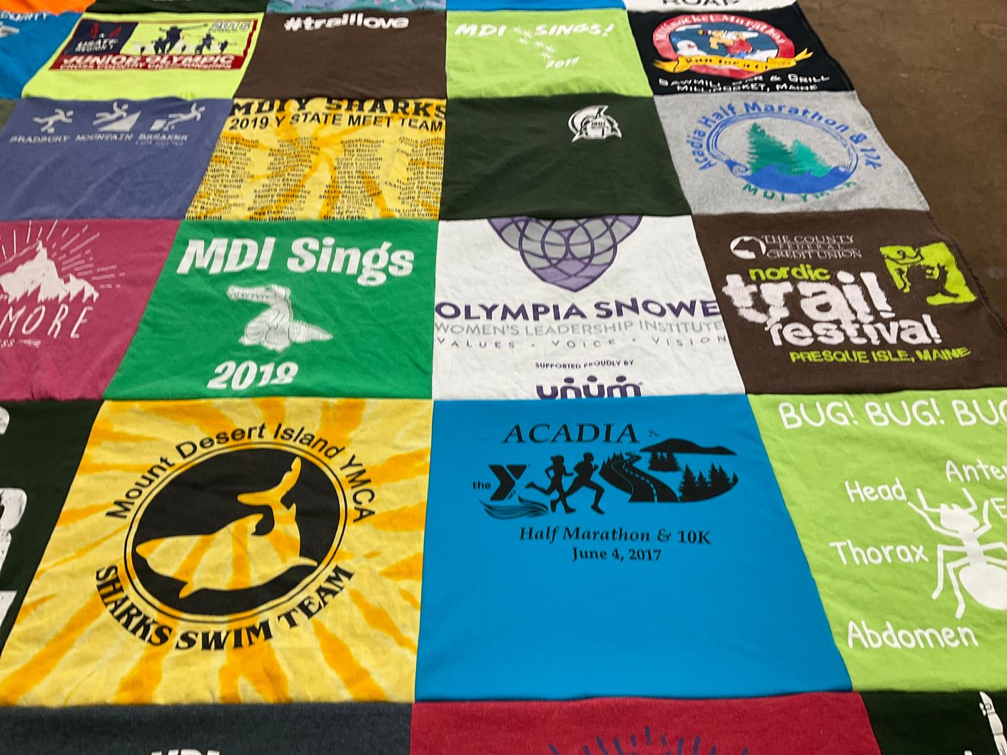 T-shirt quilt featuring sharks swim team by Jennifer from ME