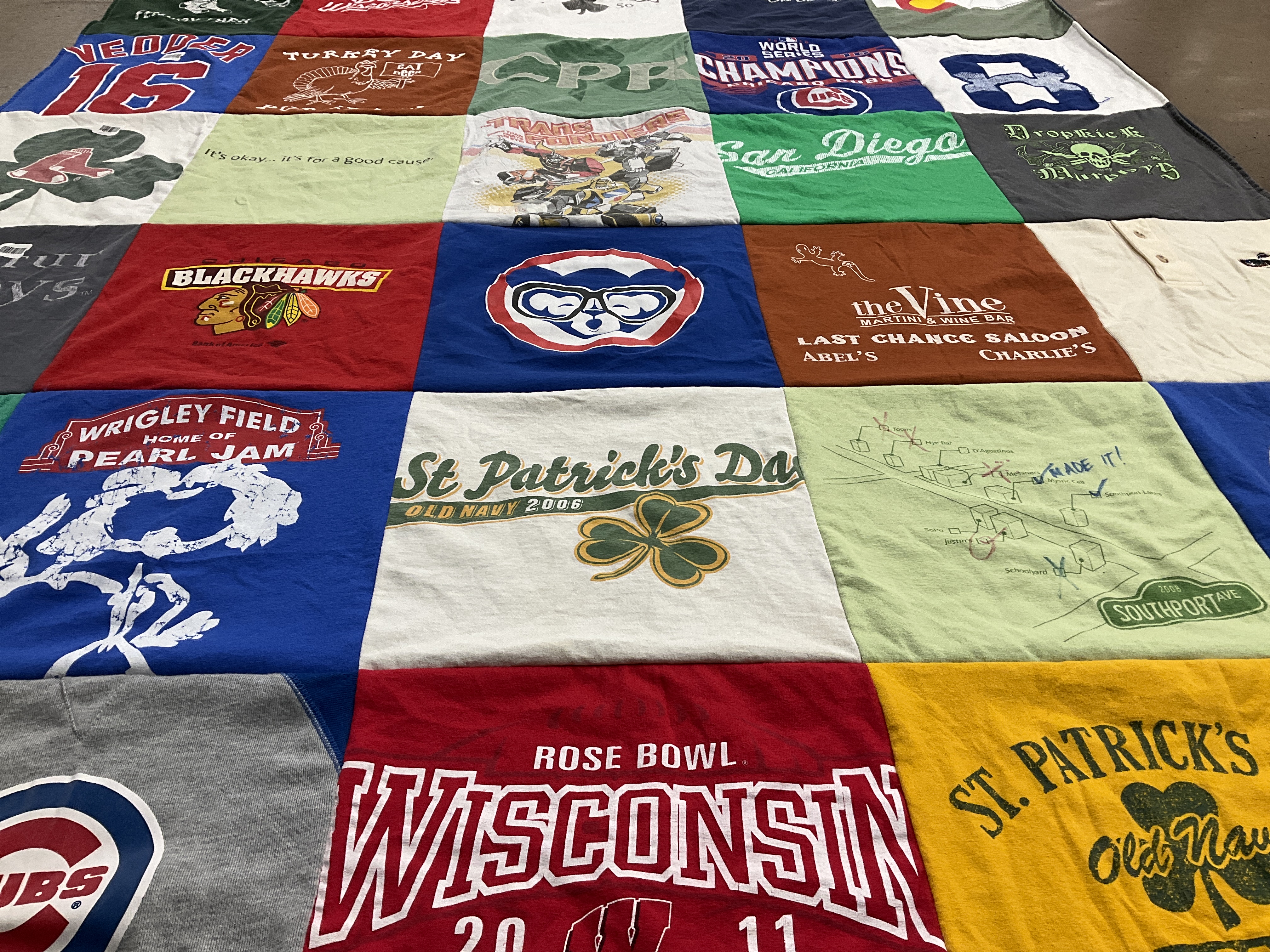 T-shirt quilt featuring chicago cubs, chicago blackhawks by Margo from PA