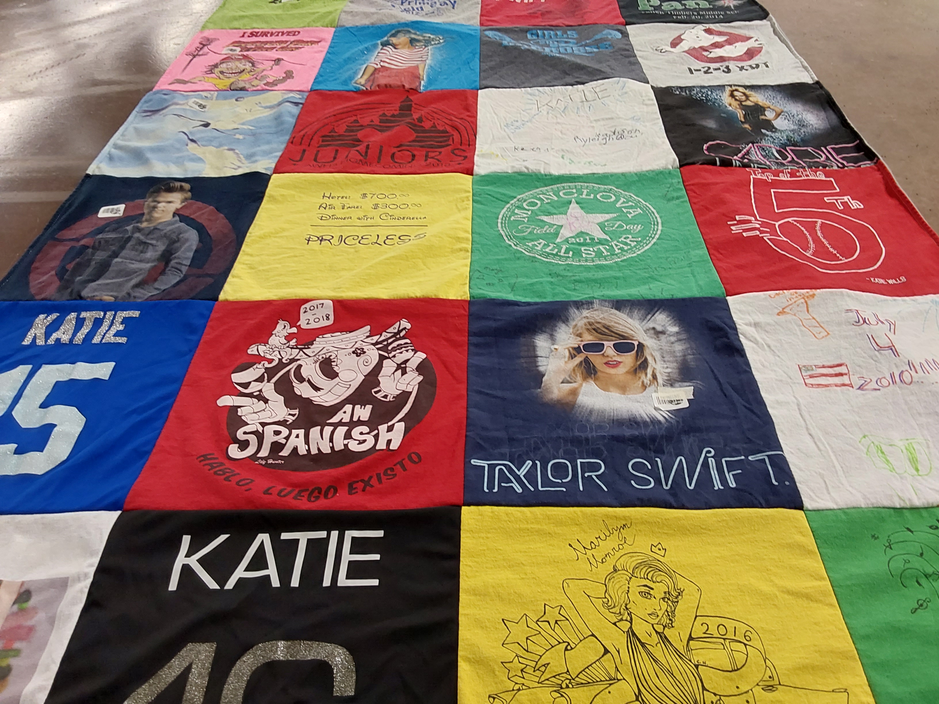 T-shirt quilt with music, spanish themes by Karrie from OH