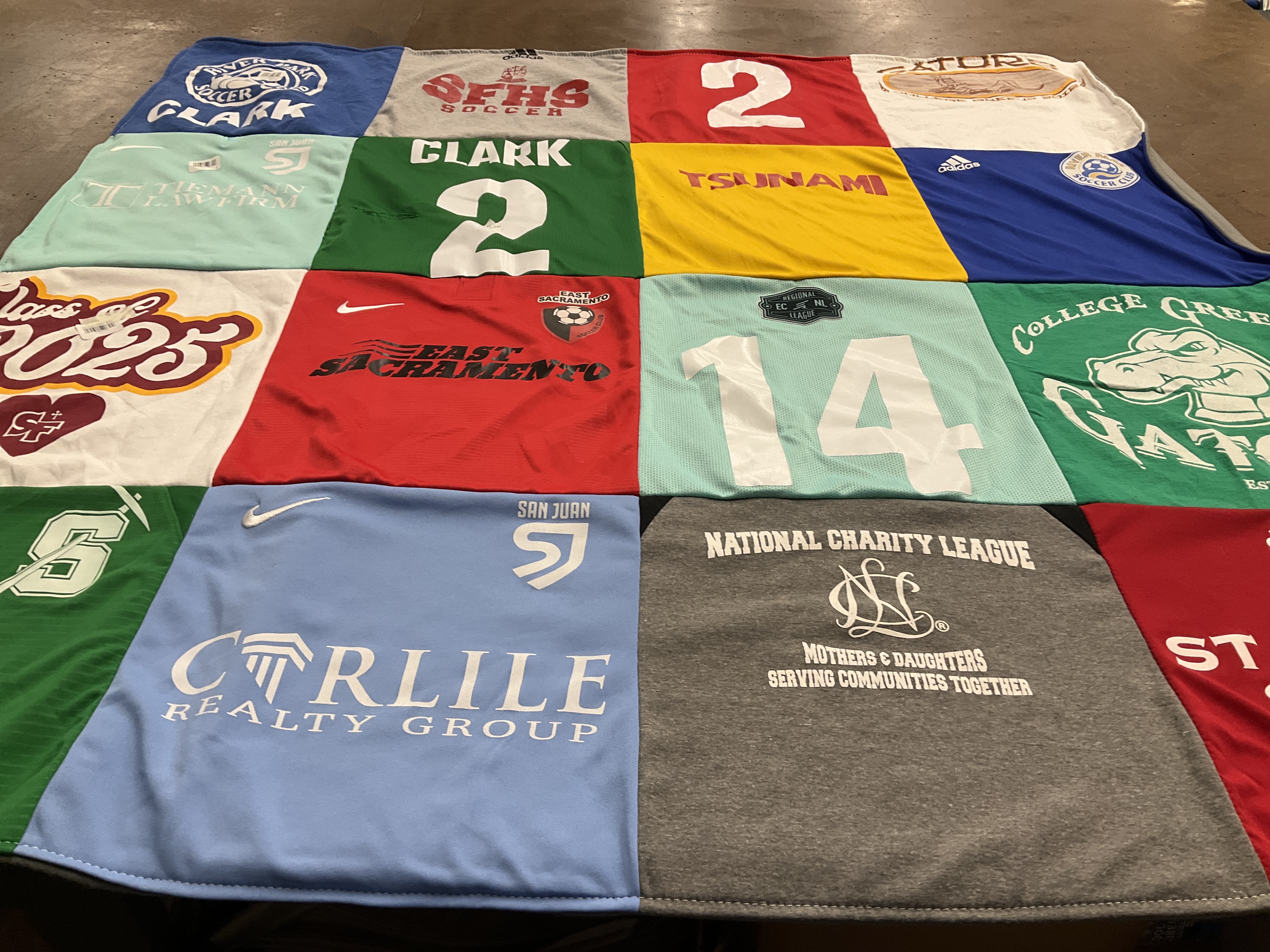 T-shirt quilt featuring gators soccer team by Sarah from CA