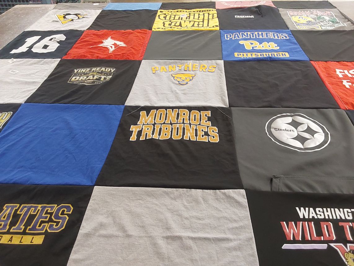 T-shirt quilt featuring pittsburgh panthers, pittsburgh steelers by Aileen from NC