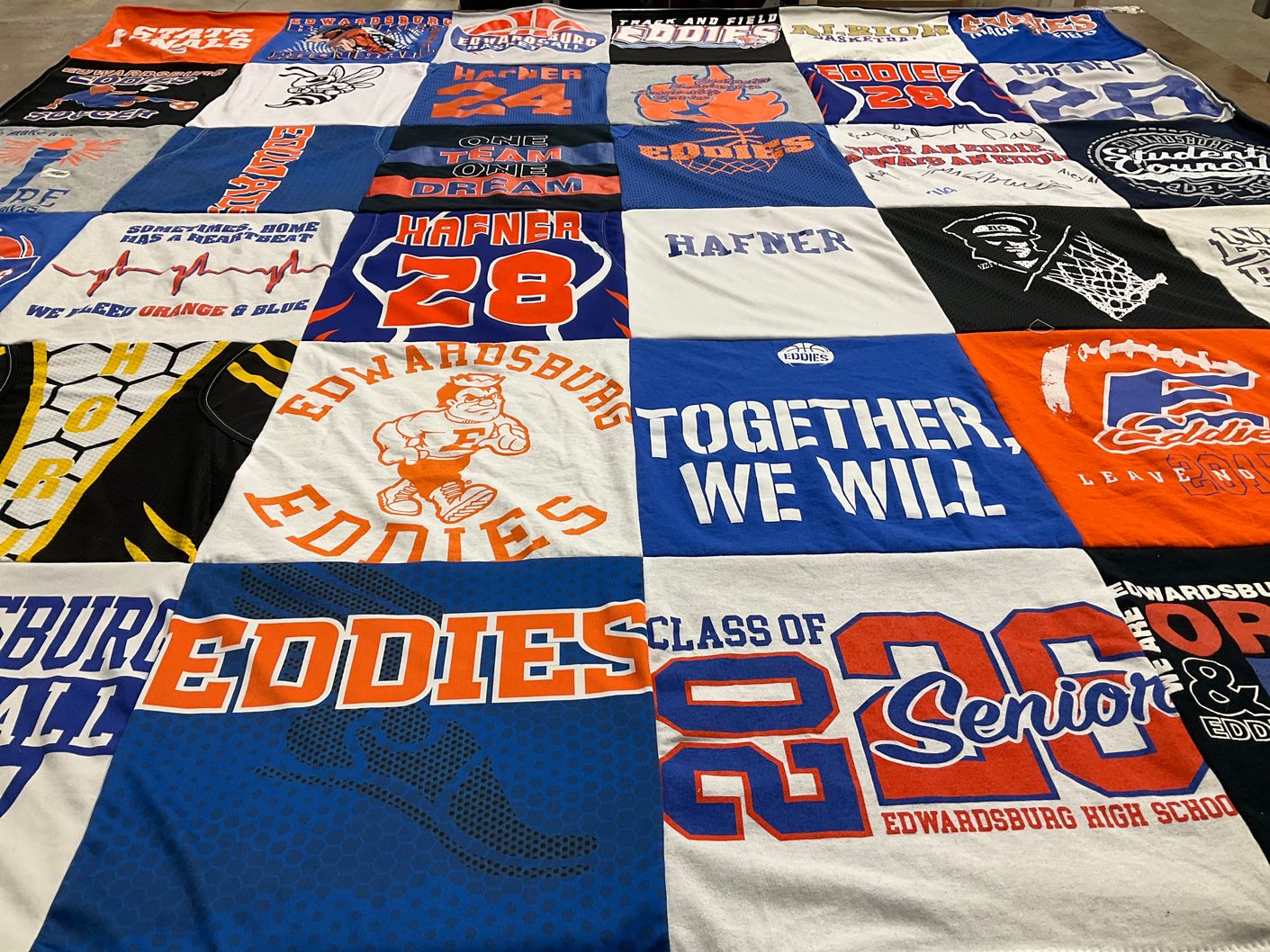 T-shirt quilt featuring edwardsburg eddies by Erin from MI