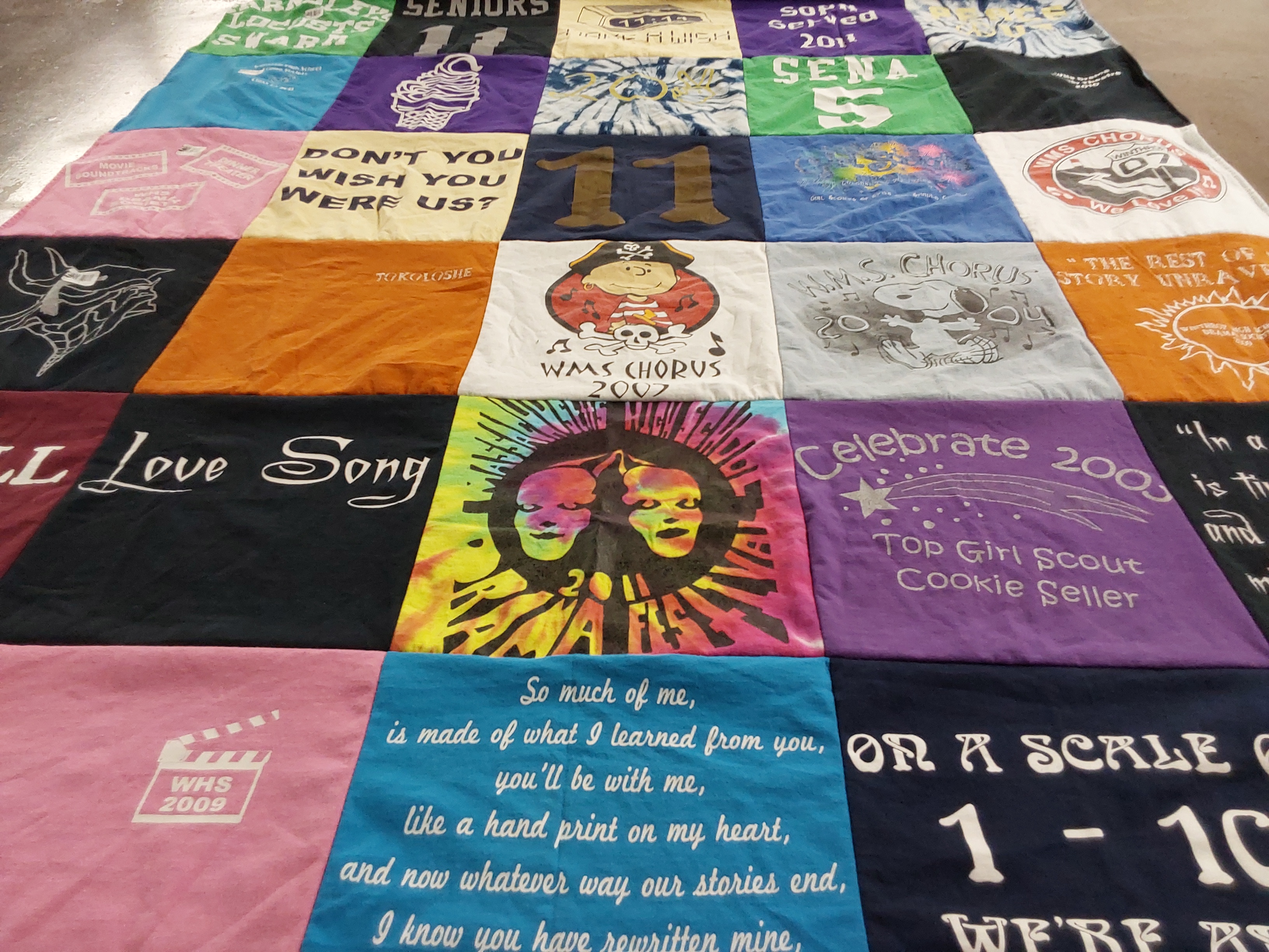 T-shirt quilt from wheeler high school by Cathy from MA