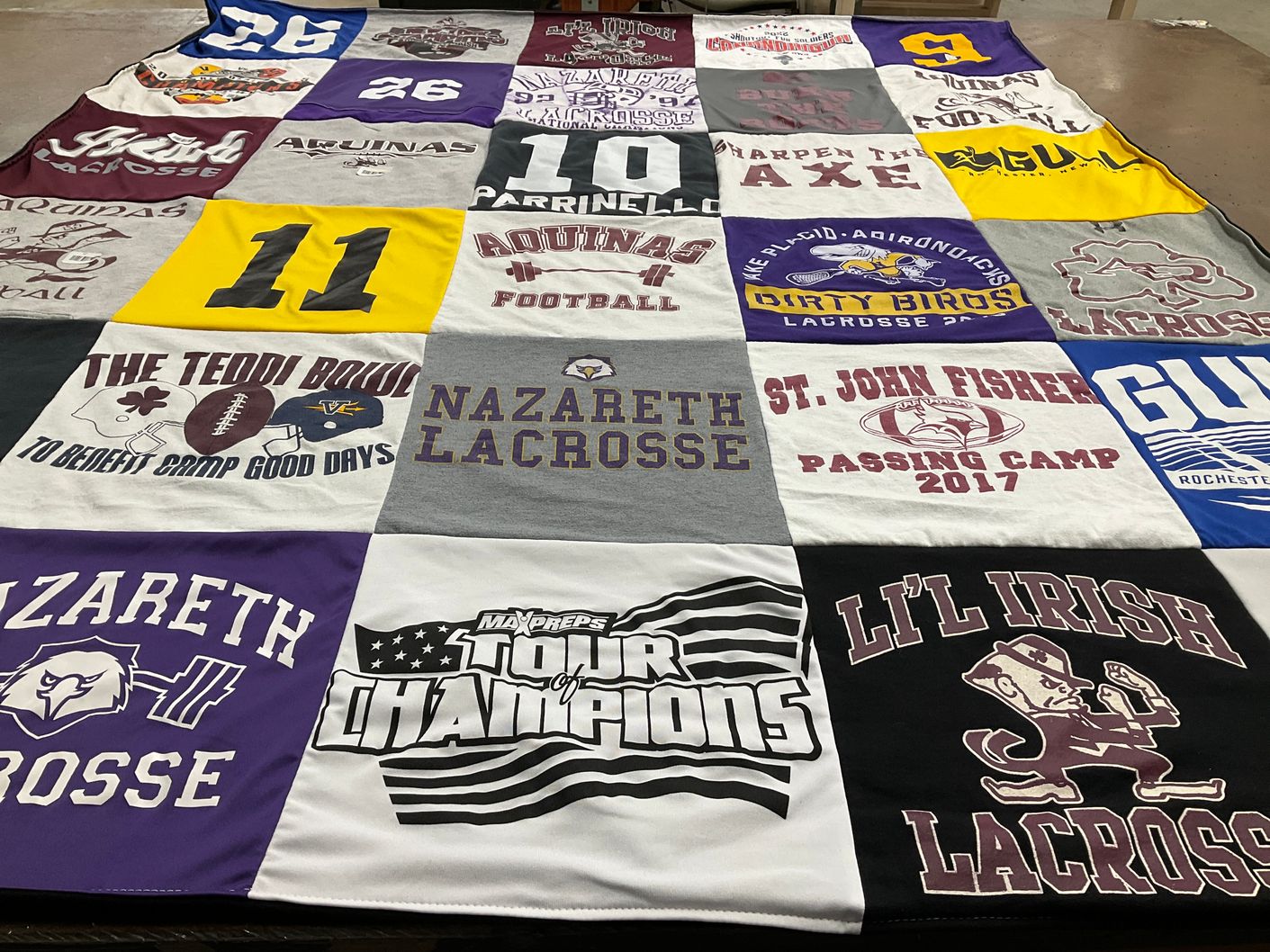 T-shirt quilt featuring nazareth lacrosse, li'l irish lacrosse by Aileen from NC
