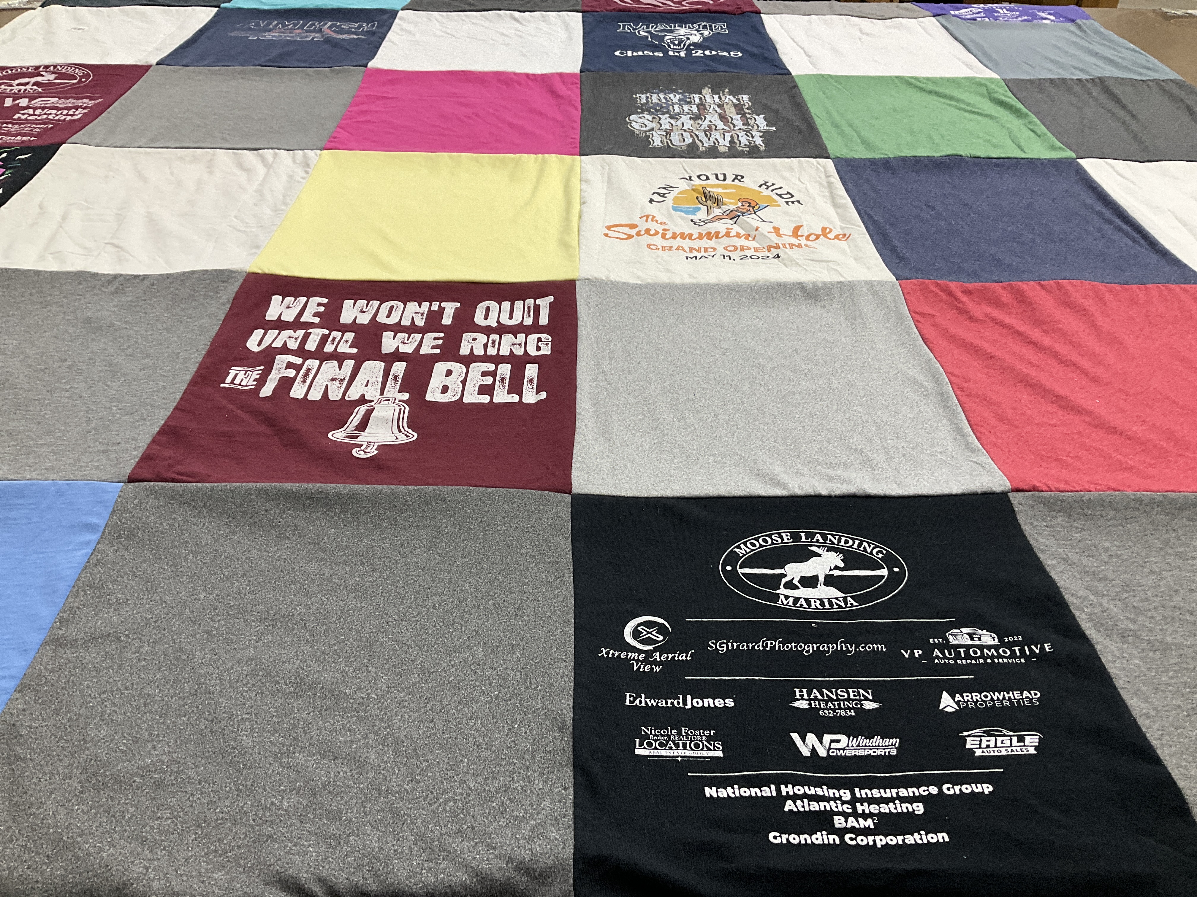 T-shirt quilt with boating, community events themes by Lori from ME