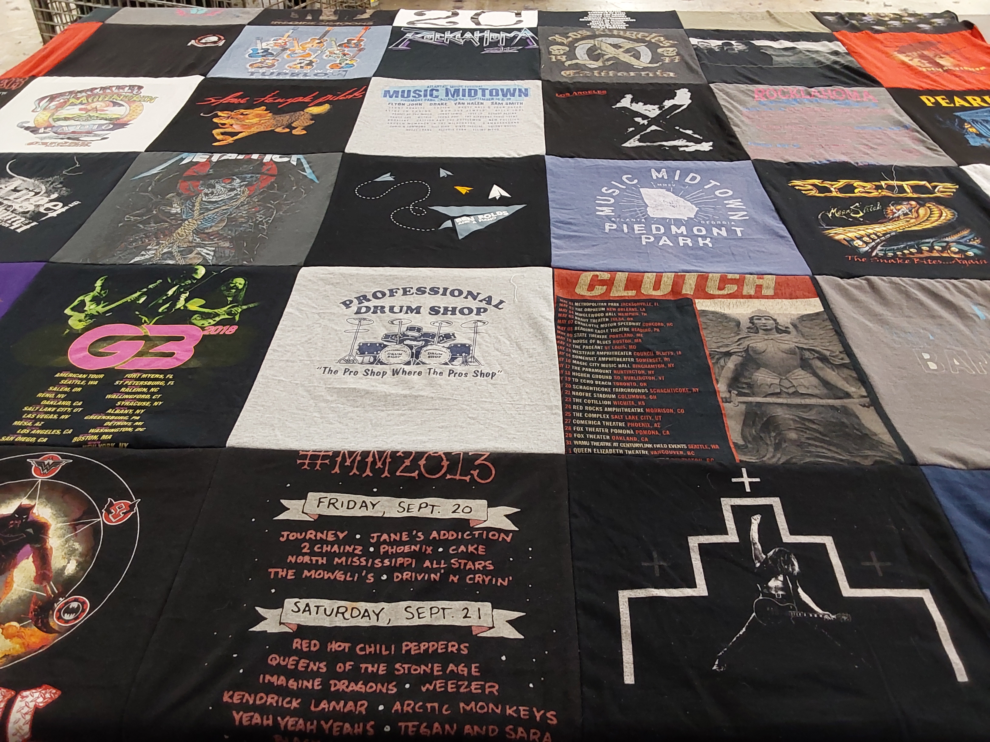T-shirt quilt with music, live events themes by Veronique from NV