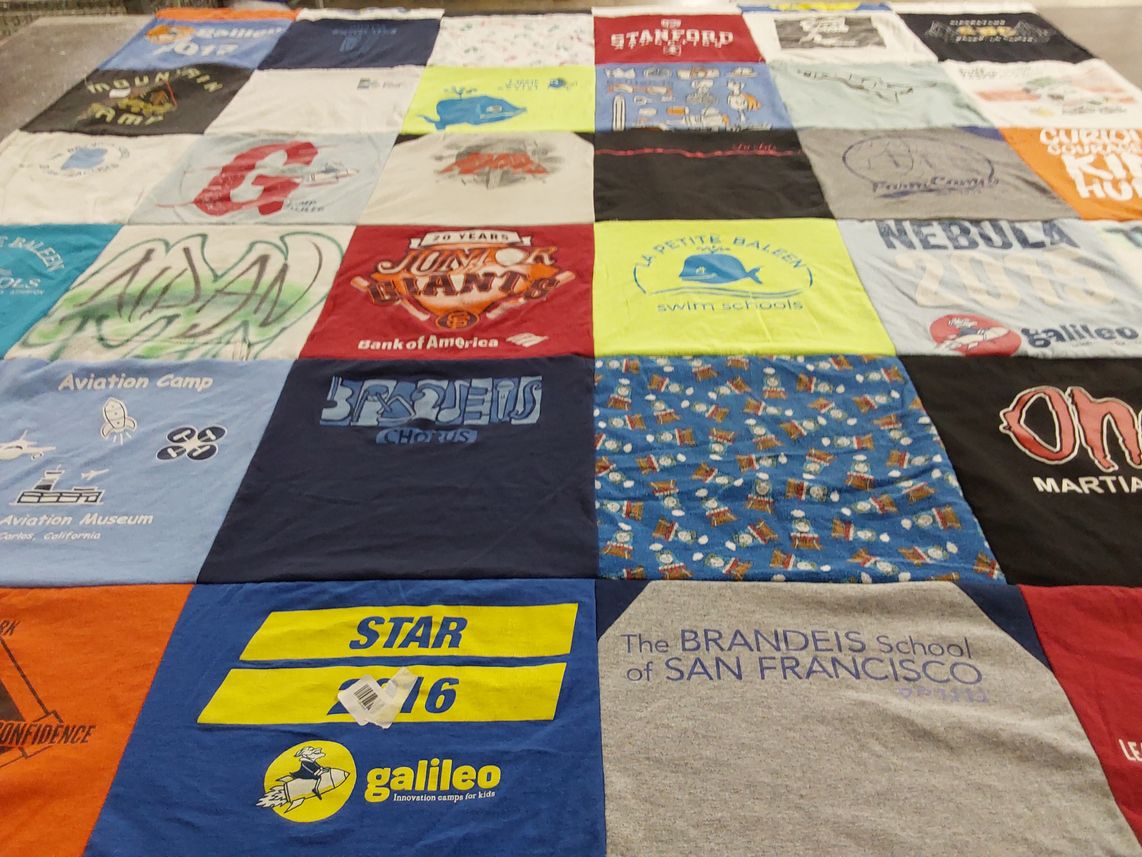 T-shirt quilt from brandeis school of san francisco by Diane from CA